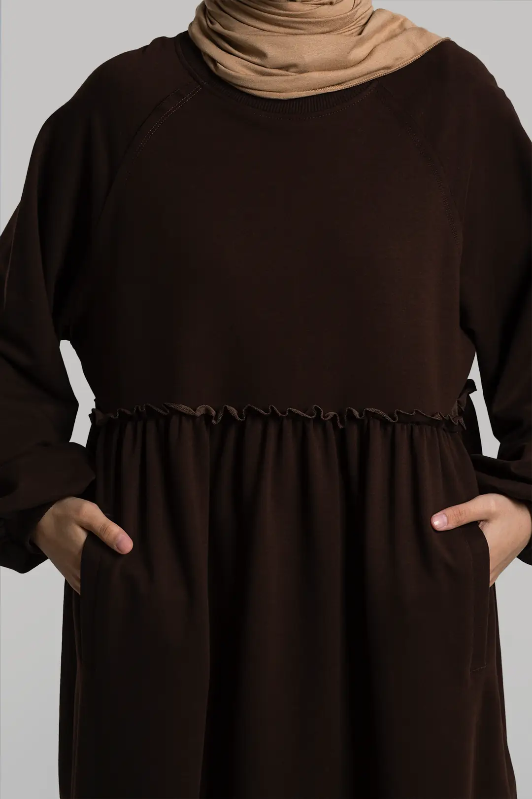 Oversize Sweat Elbise Acı Kahve 2
