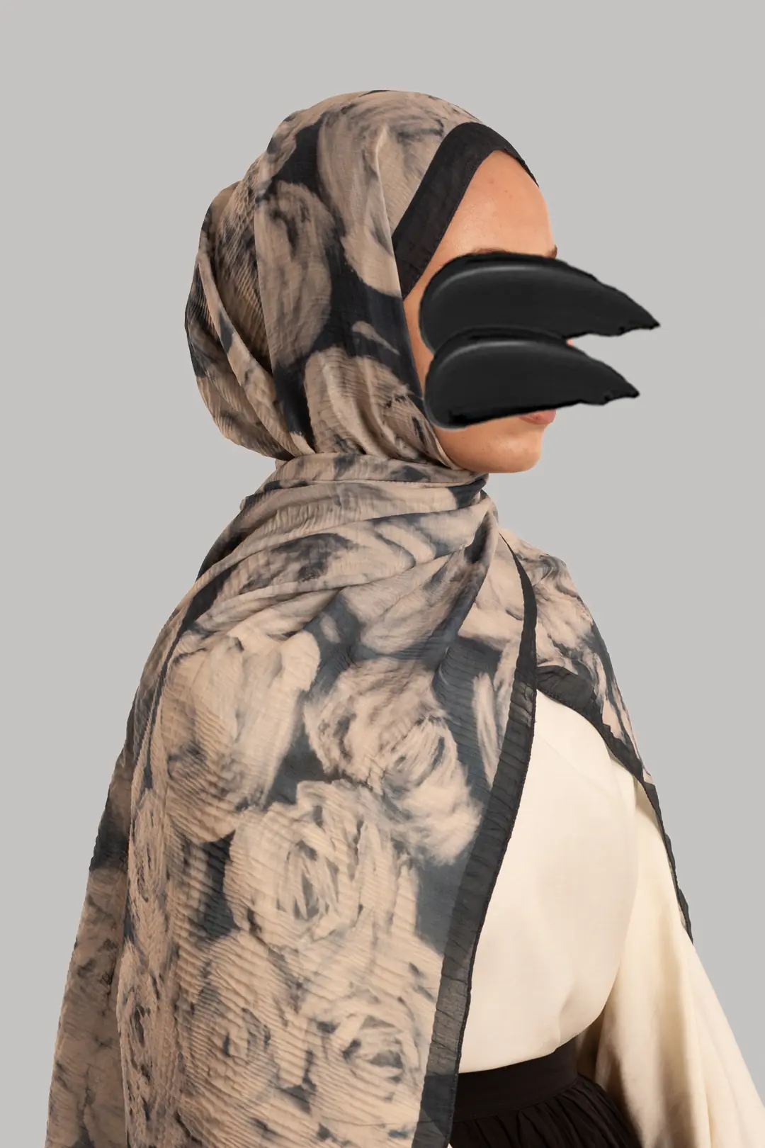 Muslin Ethereal Patterned Muslin Scarf Blue 3
