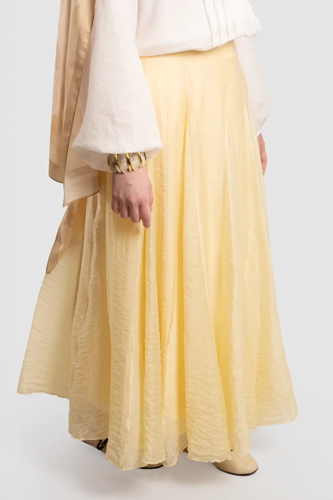 Tencel Flared Skirt Butter 4