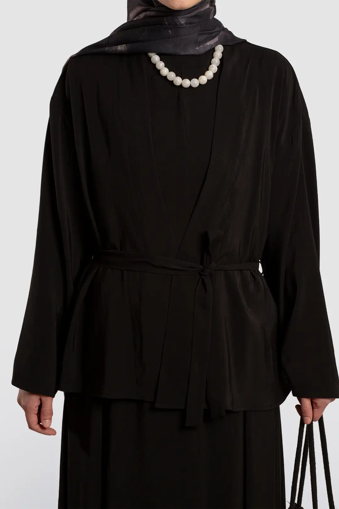 Modal Kimono Jile Elbise Takım Siyah 7