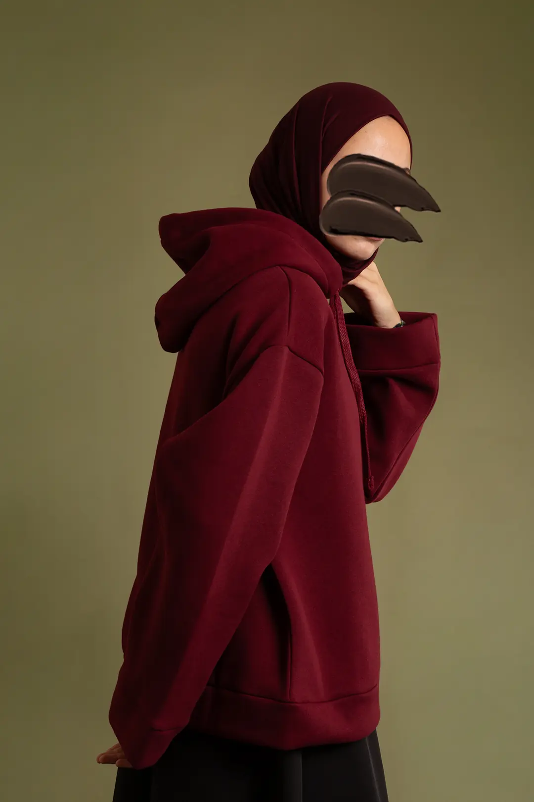 Basic Hooded Sweatshirt Burgundy 7