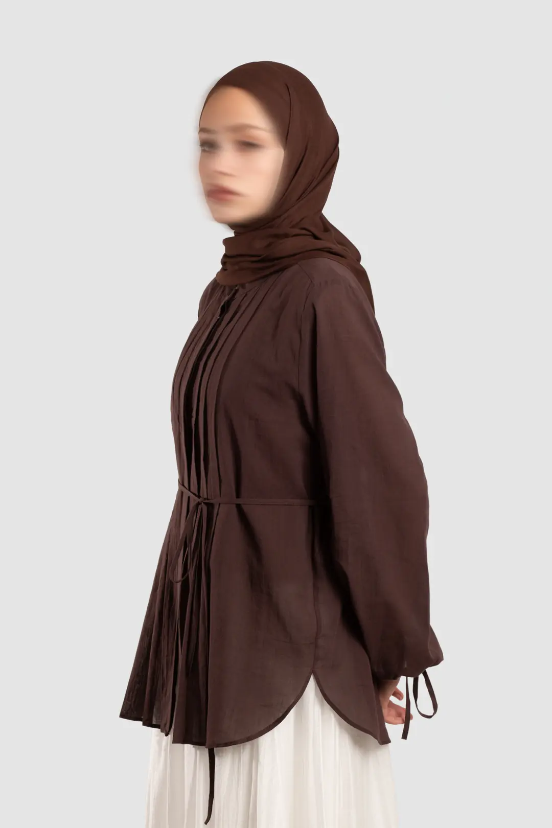 Ribbed Cotton Voile Shirt Dark Brown 8