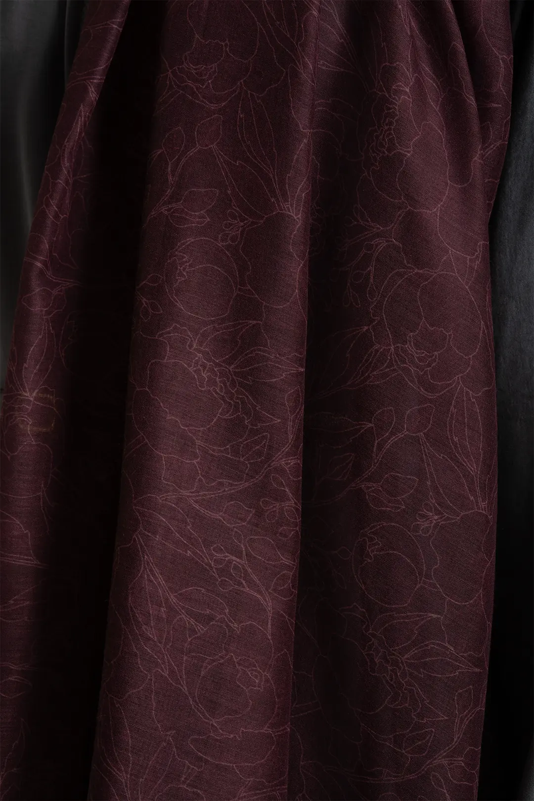 Line Garden Patterned Cotton Scarf, Plum 4