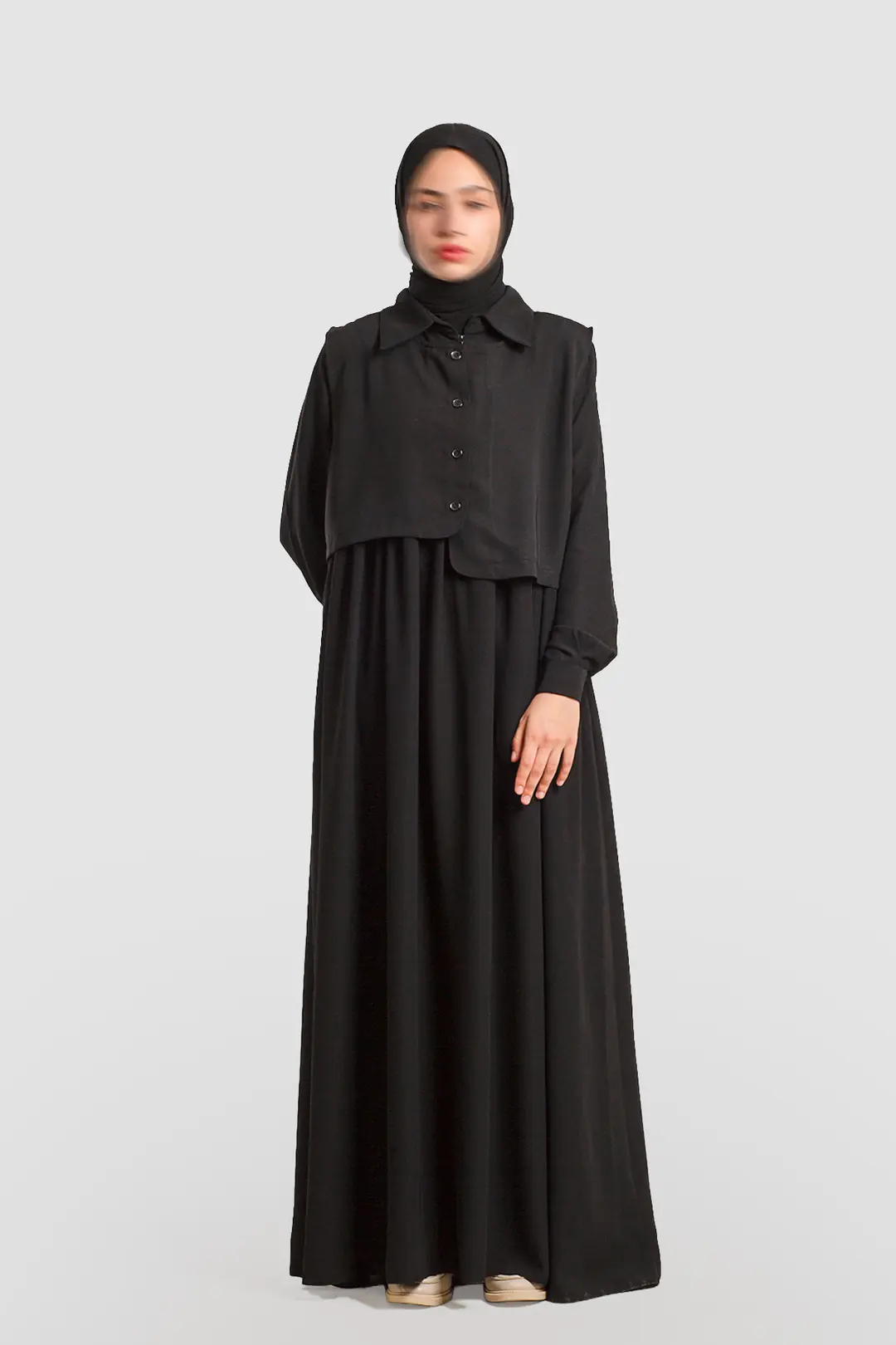 Black Vest-Style Abaya 7