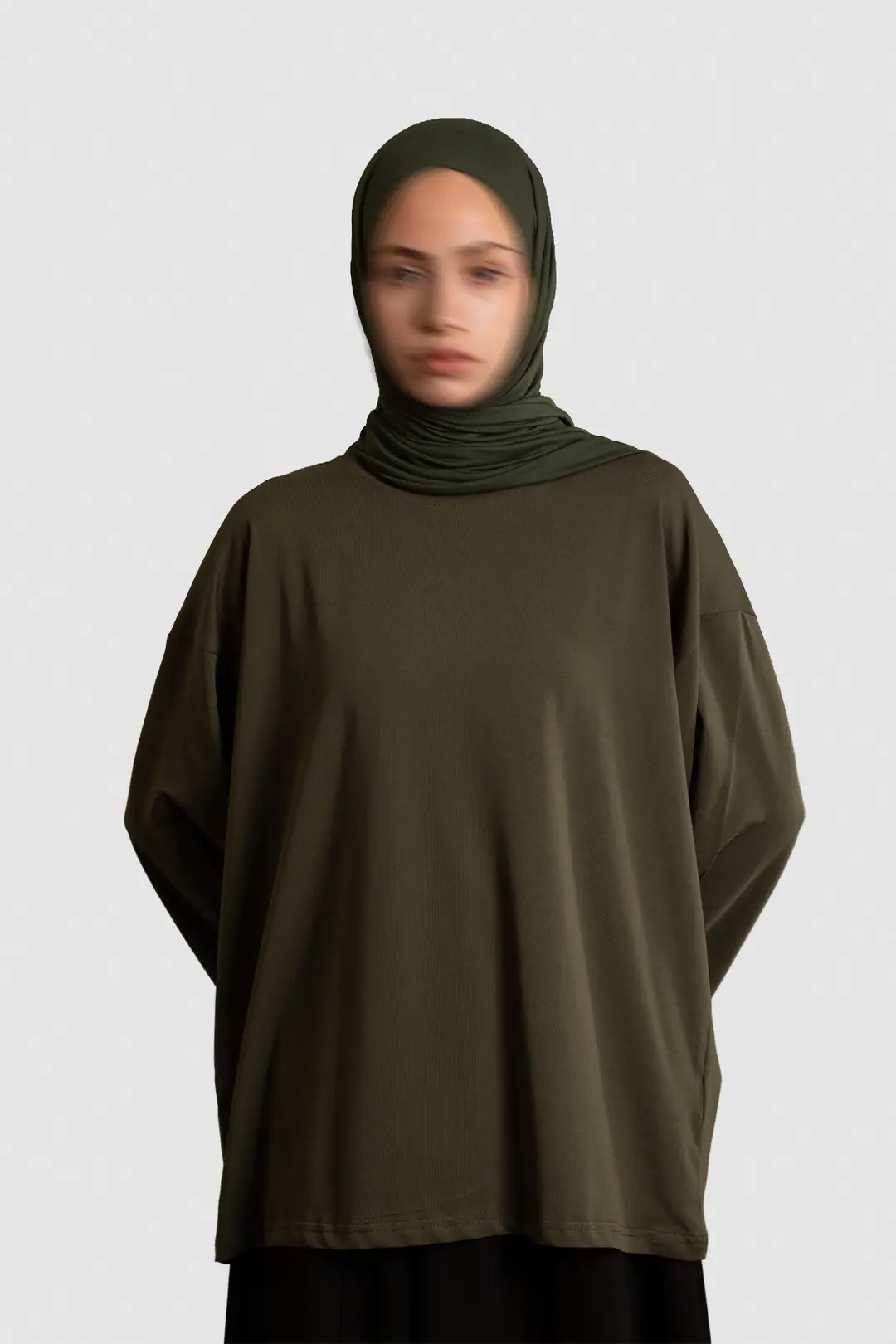 Basic Uzun Kollu Tişört Haki 3