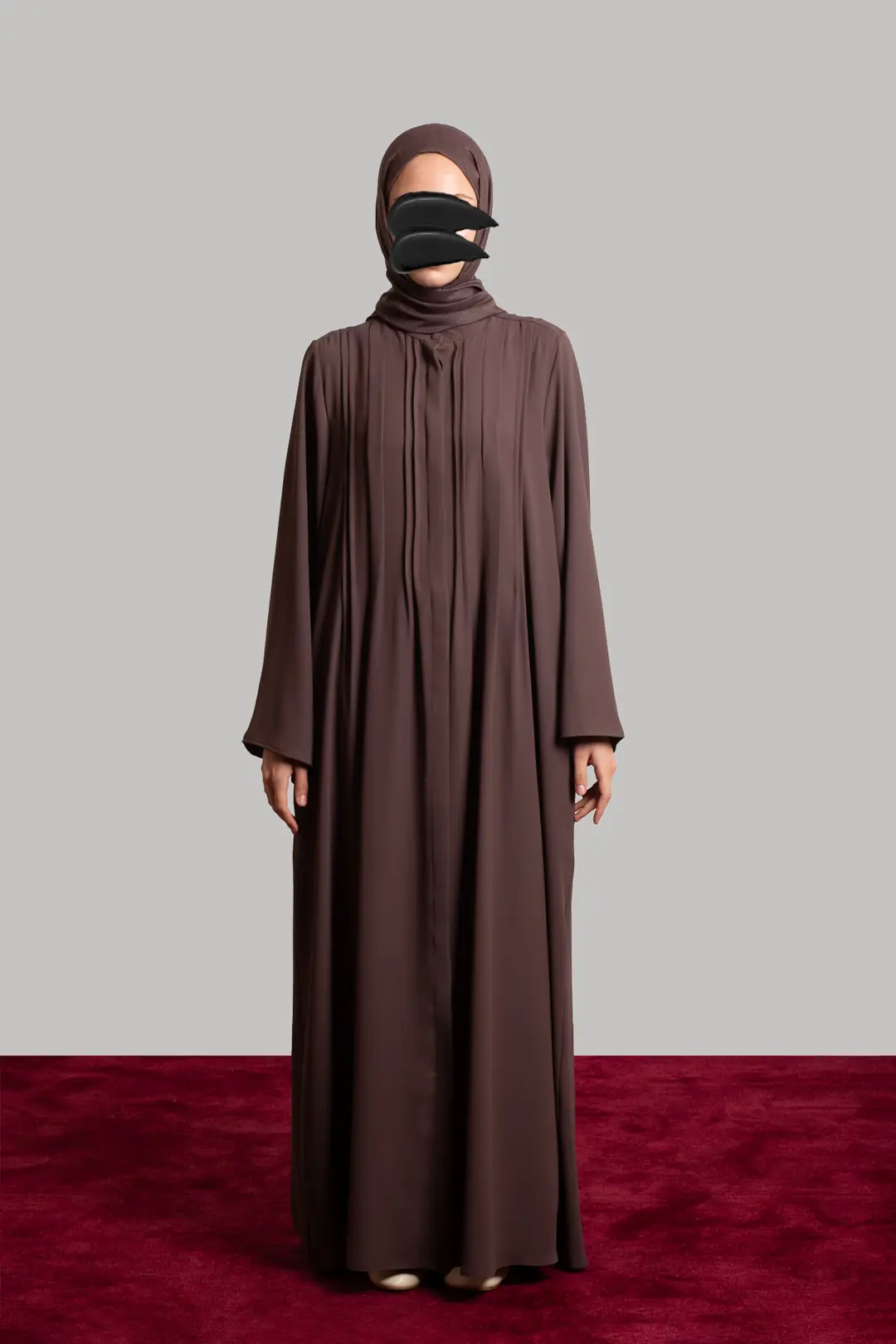 Ribbed Buttoned Abaya Brown 3