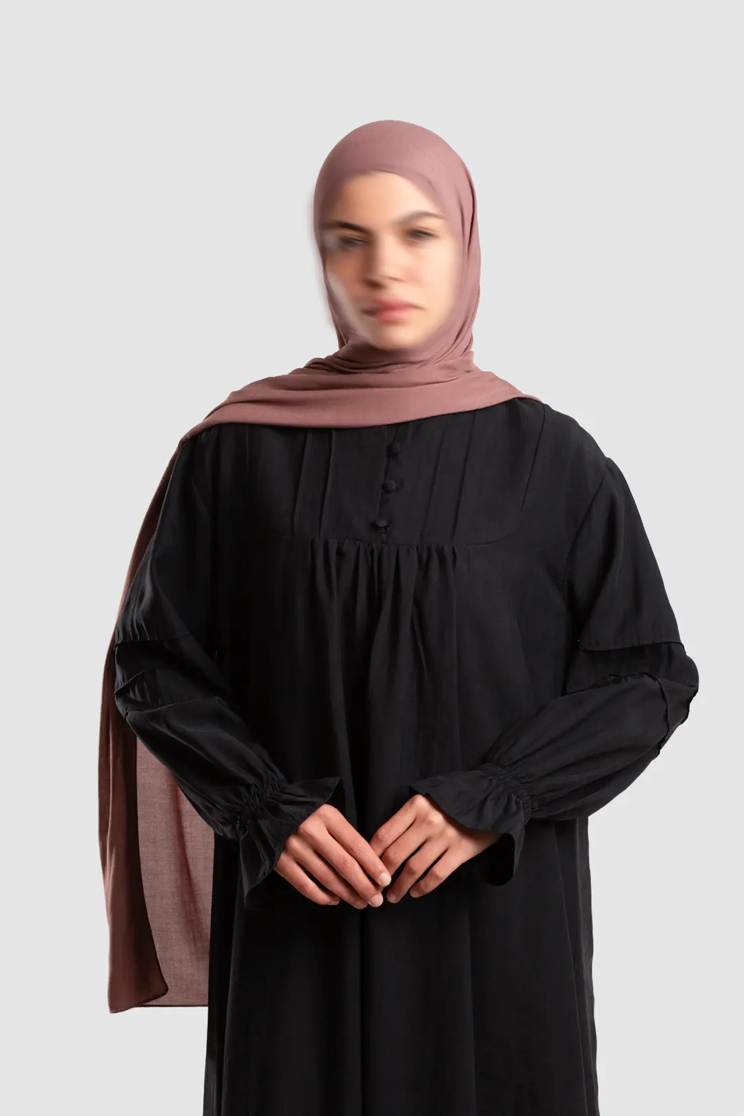 Nervür Düğmeli Tensel Elbise Siyah 4