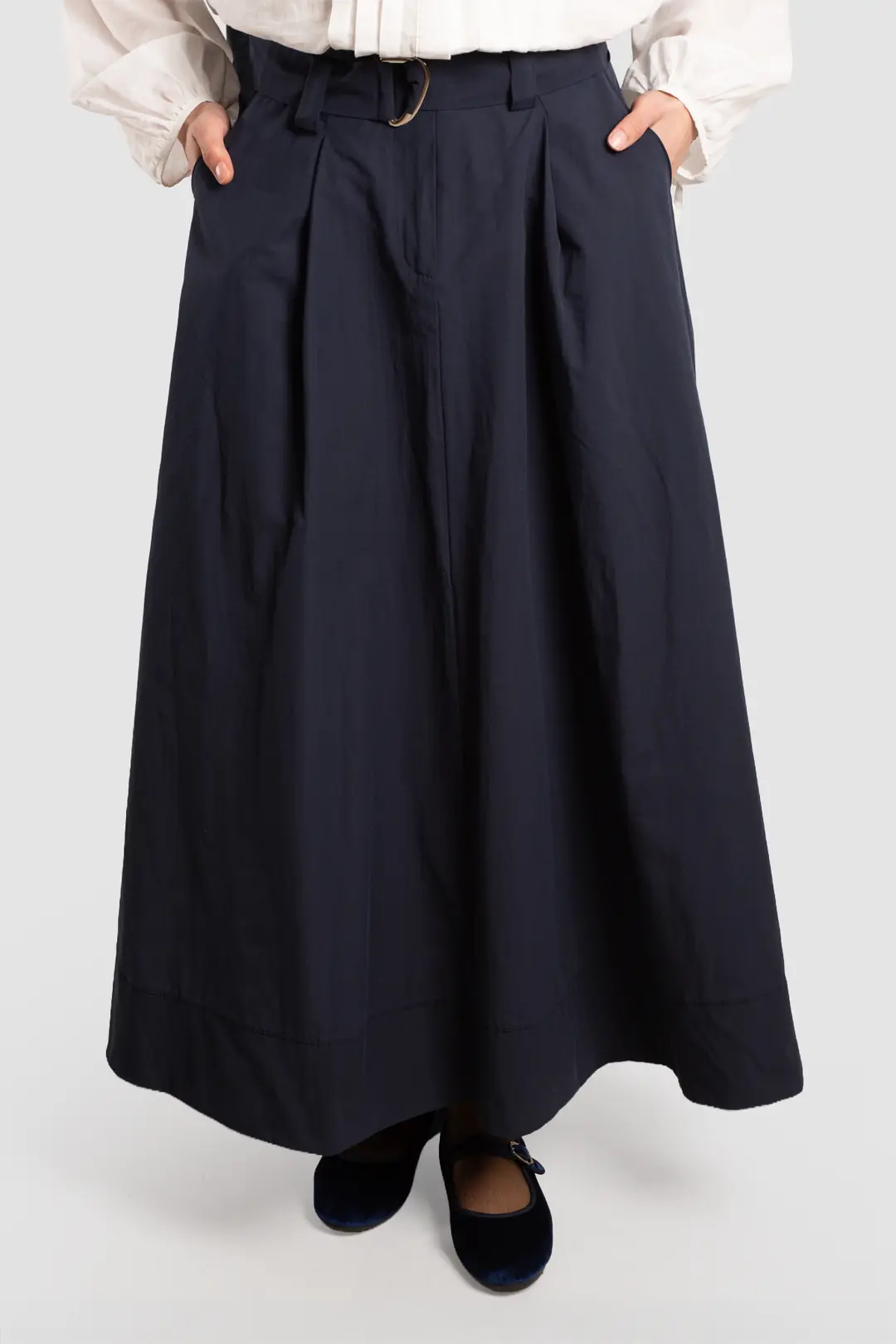 Navy Blue Short Skirt with Belt 3