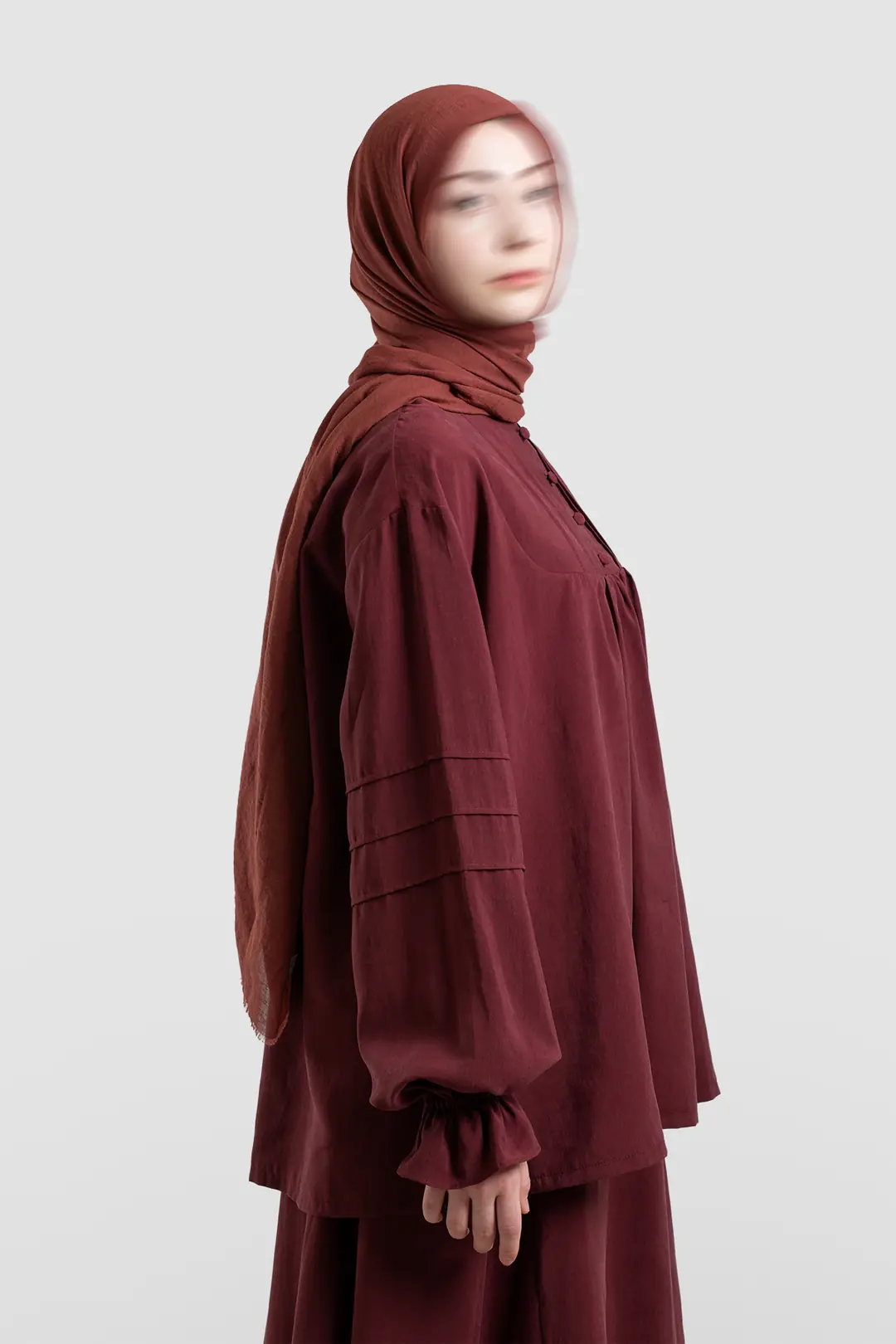 Nervürlü Tensel Tunik Bordo 5