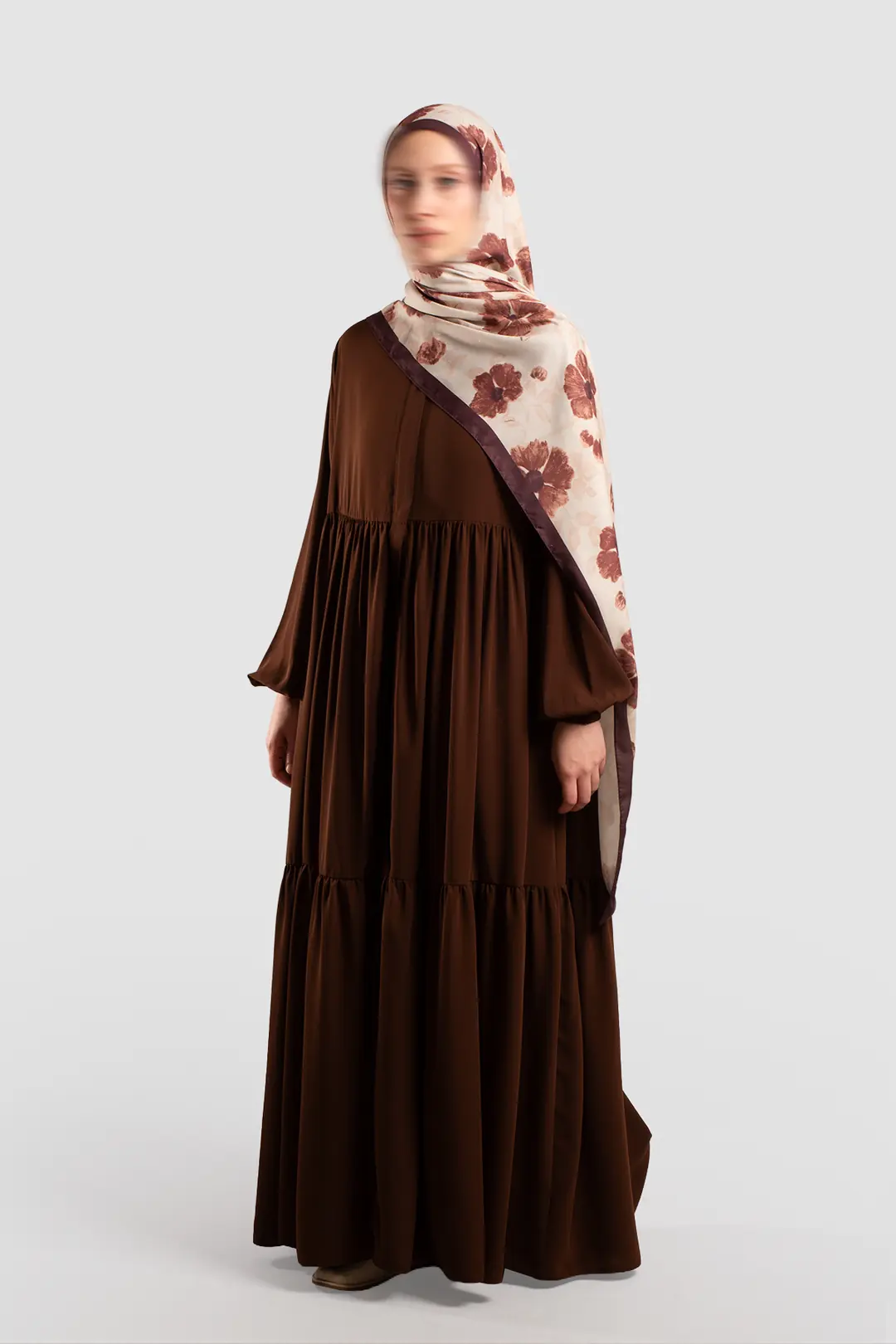 Duru Zippered Abaya in Dark Brown 3