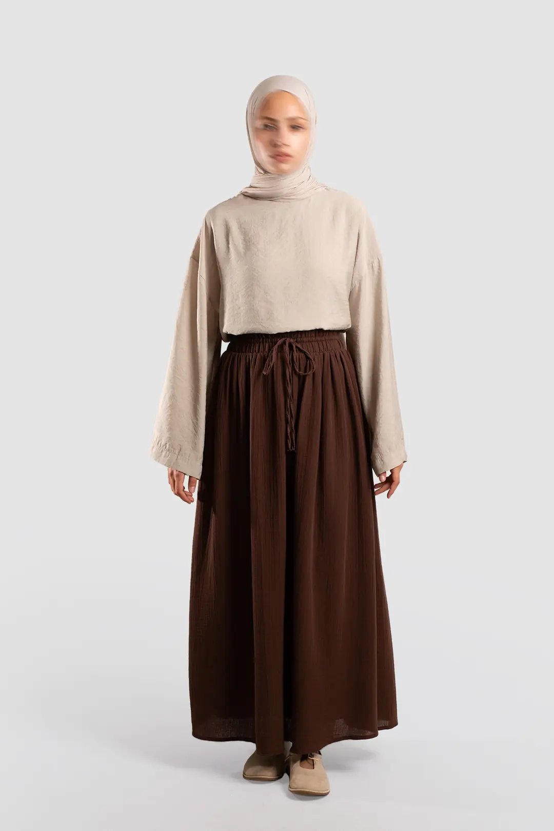 Muslin Tie-Up Skirt Dark Brown