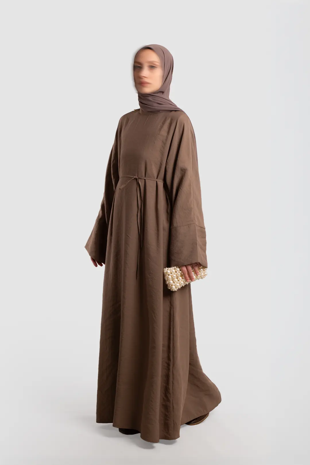 Tak Çıkar Pelerinli Abaya Vizon 3