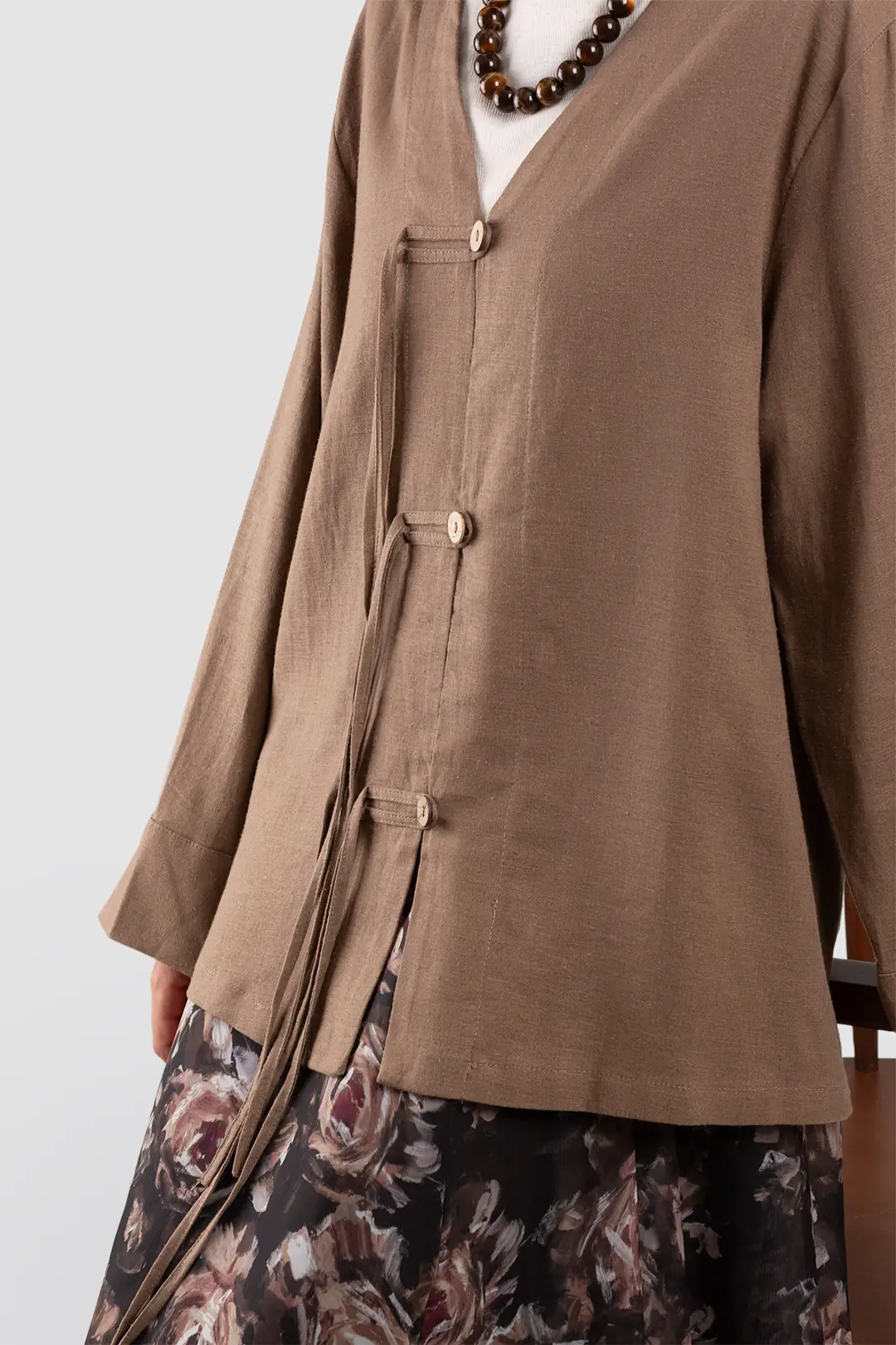 Birit Detaylı Kimono Ceket Kahve 3