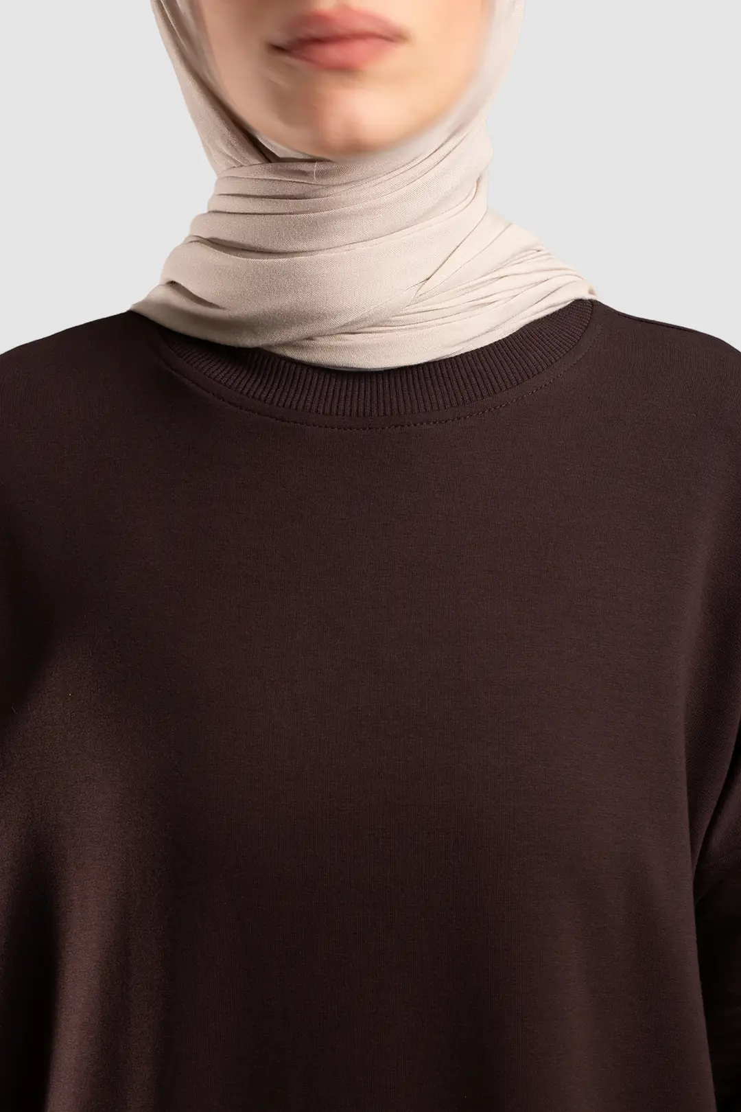 Spor Sweat Pamuklu Elbise Acı Kahve 5