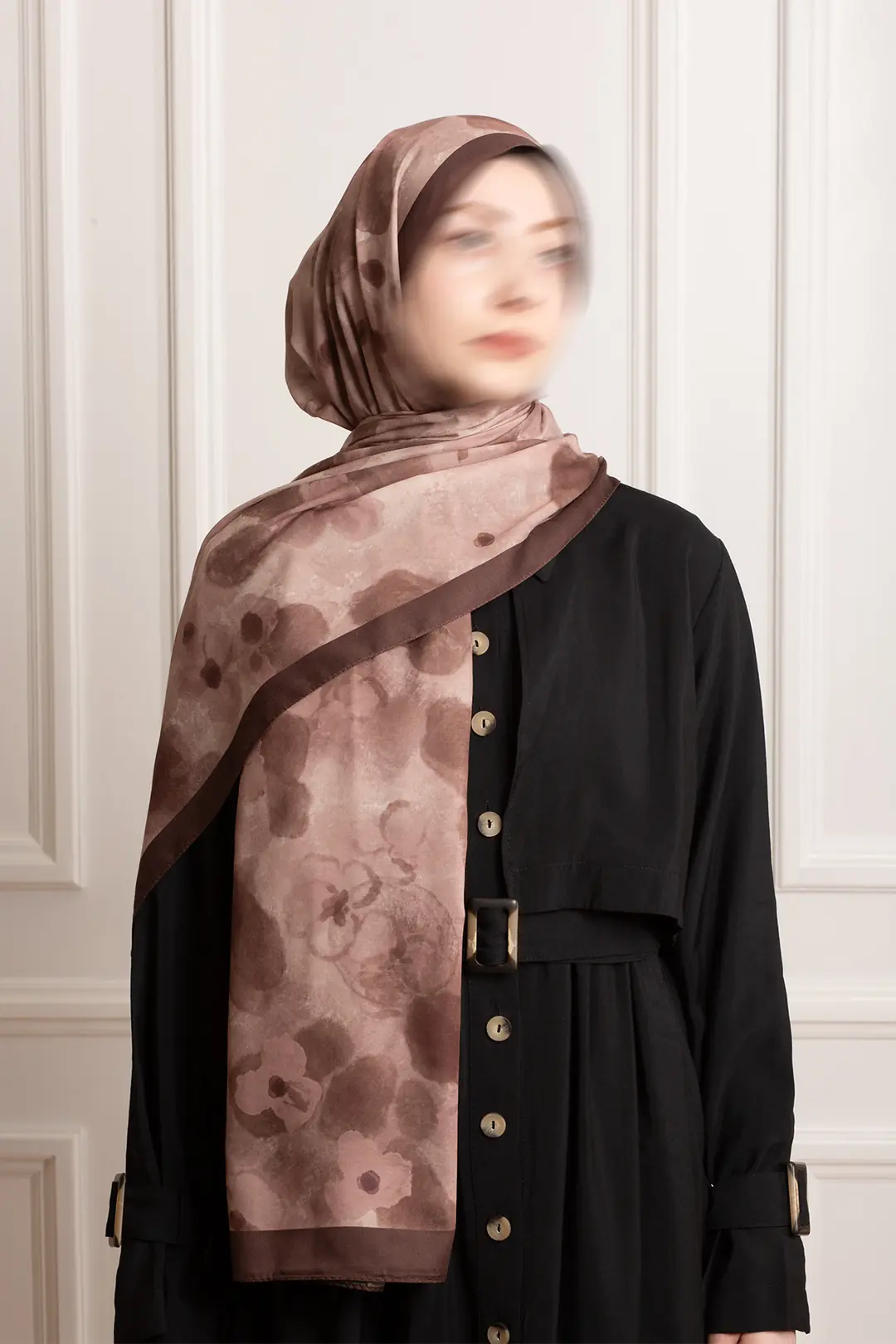 Autumn Serenade Patterned Soft Shawl in Coffee 2
