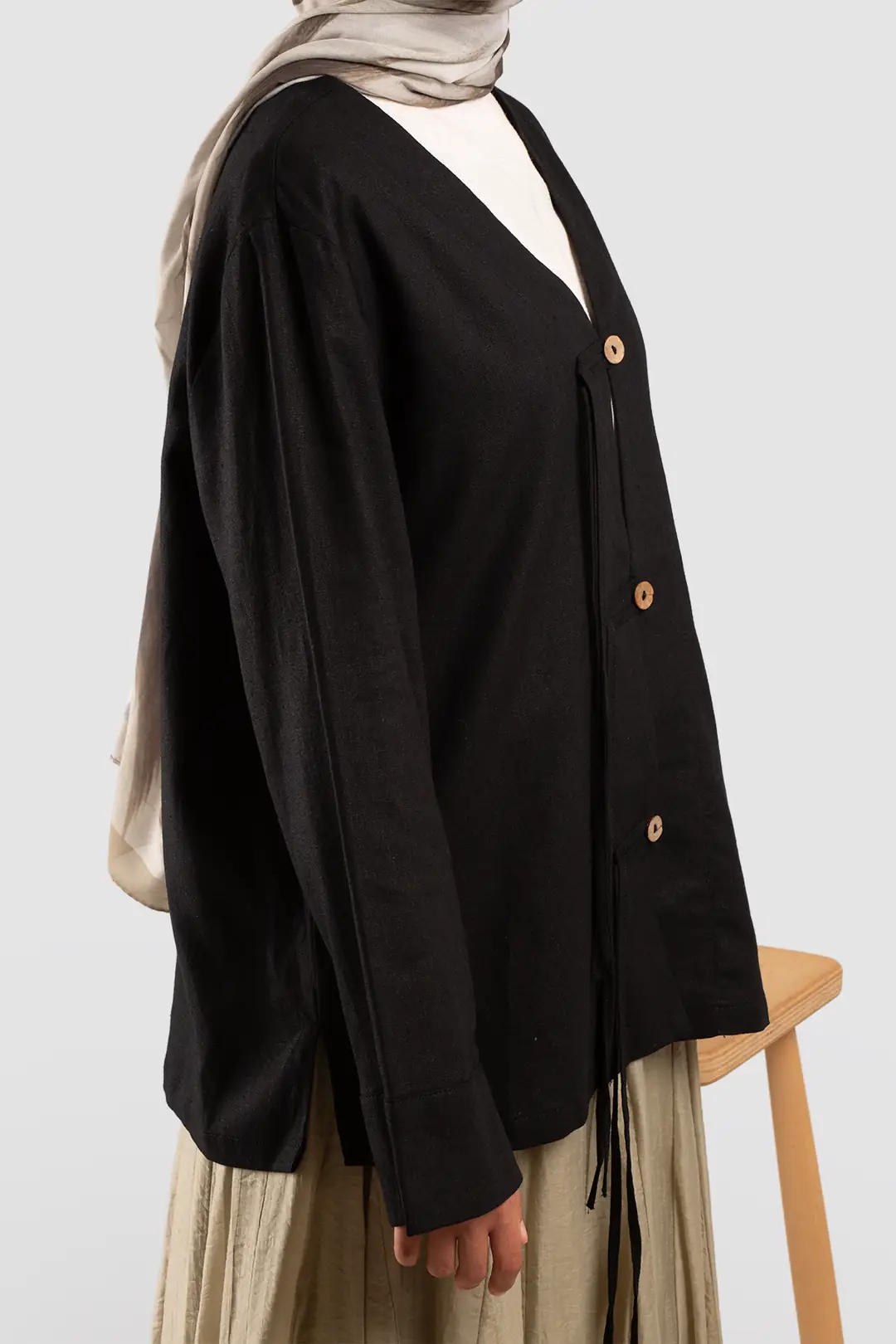 Birit Detaylı Kimono Ceket Siyah 6