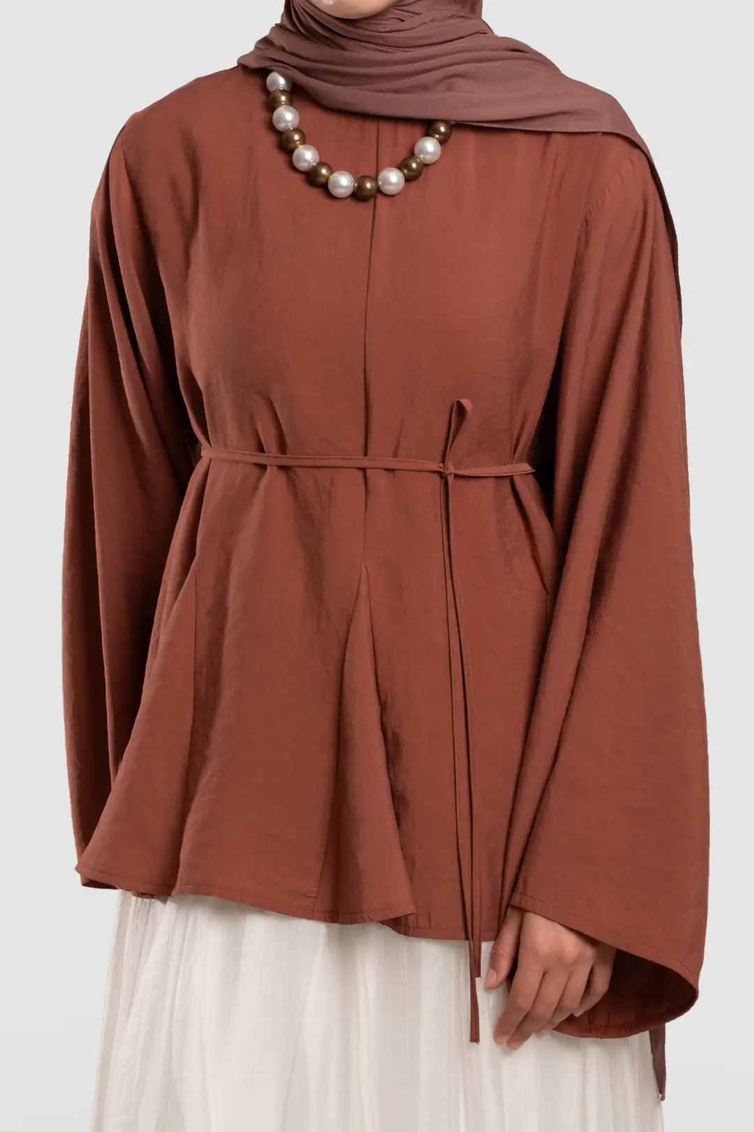 Gode ​​Detailed Modal Blouse in Terracotta 8