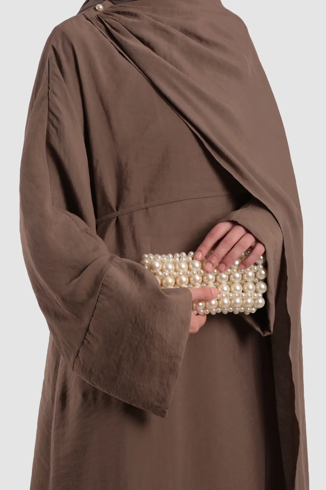 Tak Çıkar Pelerinli Abaya Vizon 6