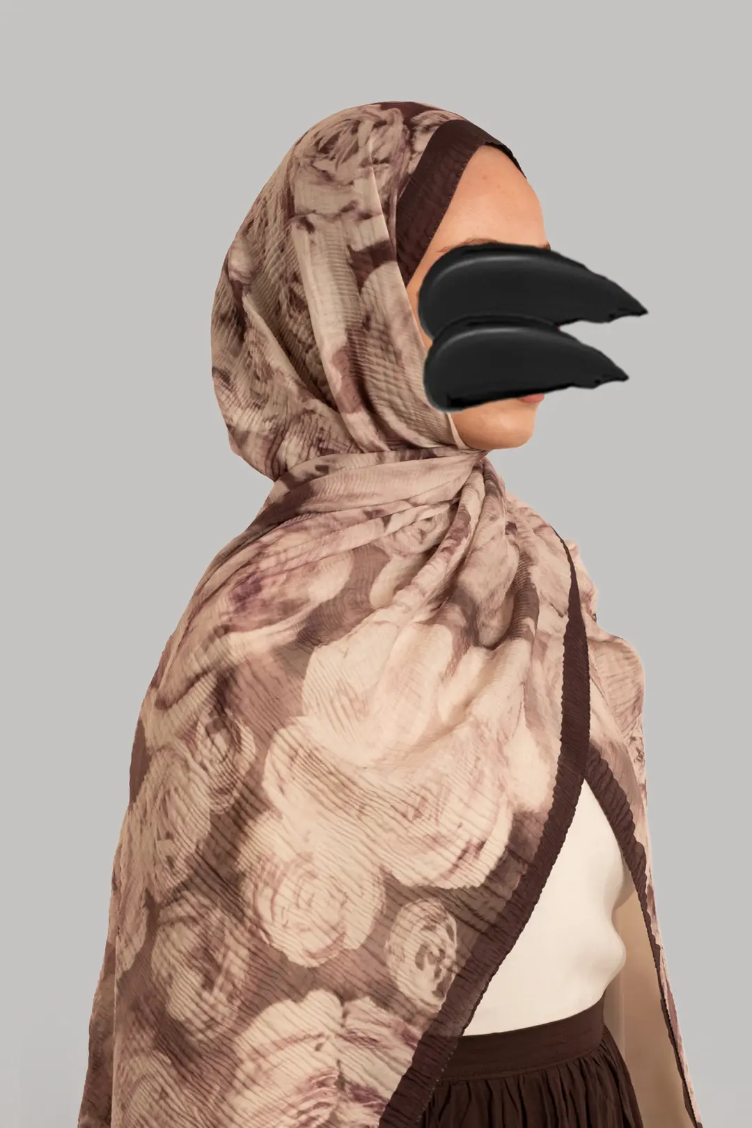 Muslin Ethereal Patterned Muslin Shawl, Mink 3