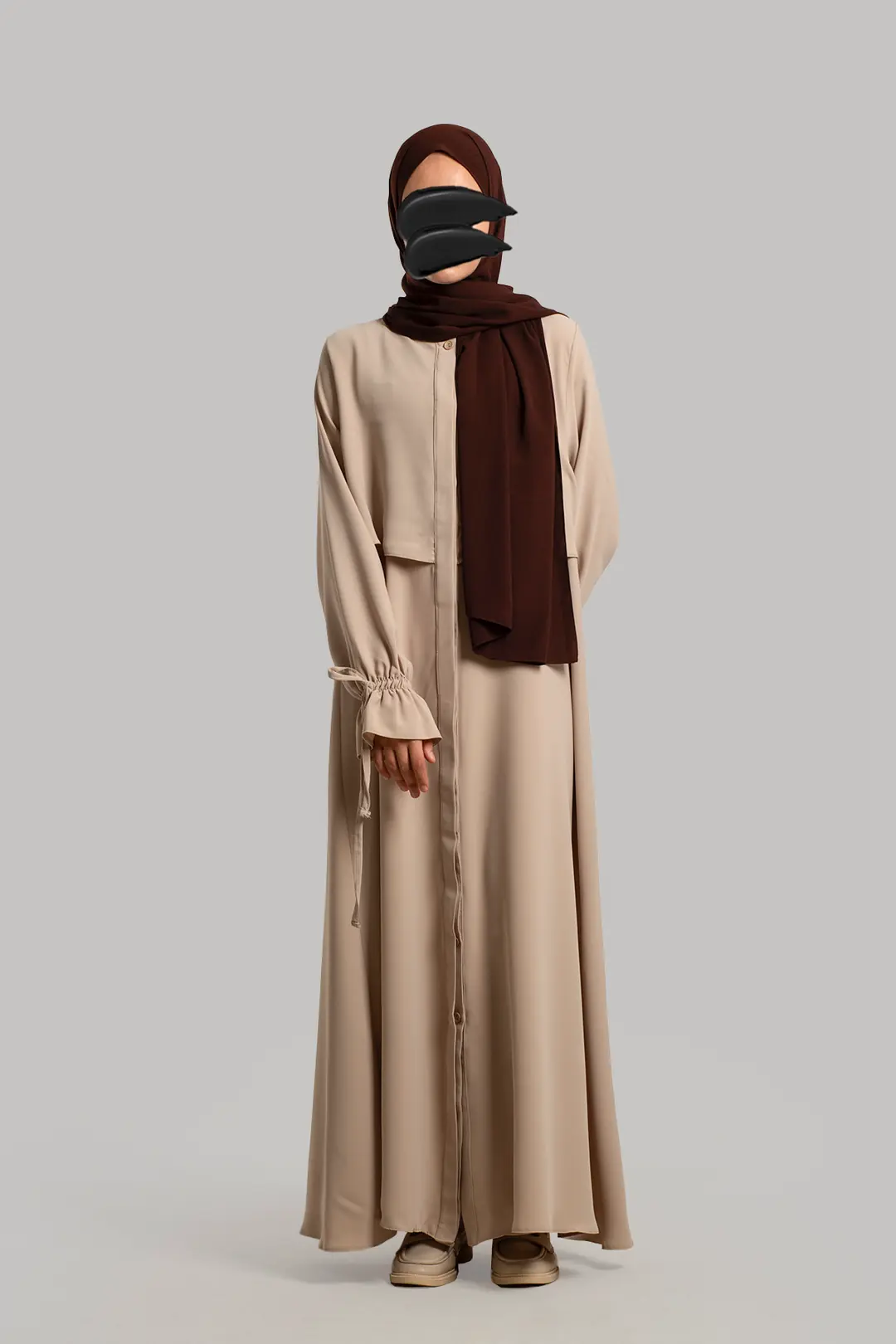 Buttoned Windbreaker Abaya Stone 7