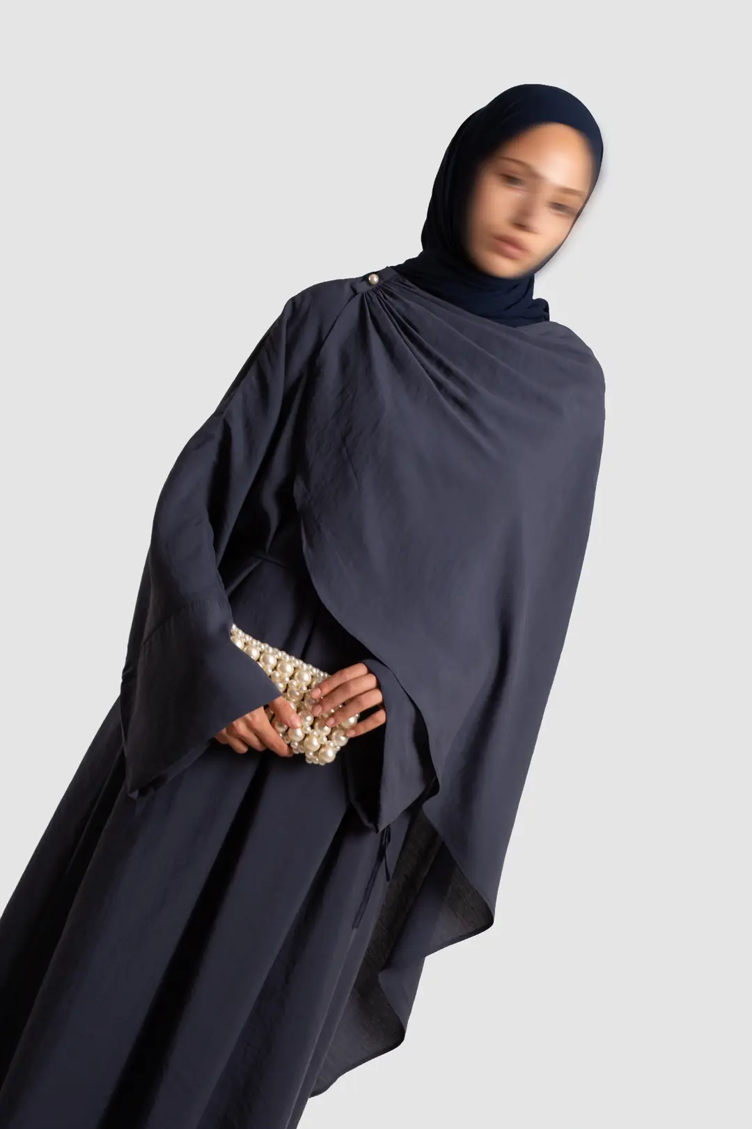 Tak Çıkar Pelerinli Abaya İndigo 10