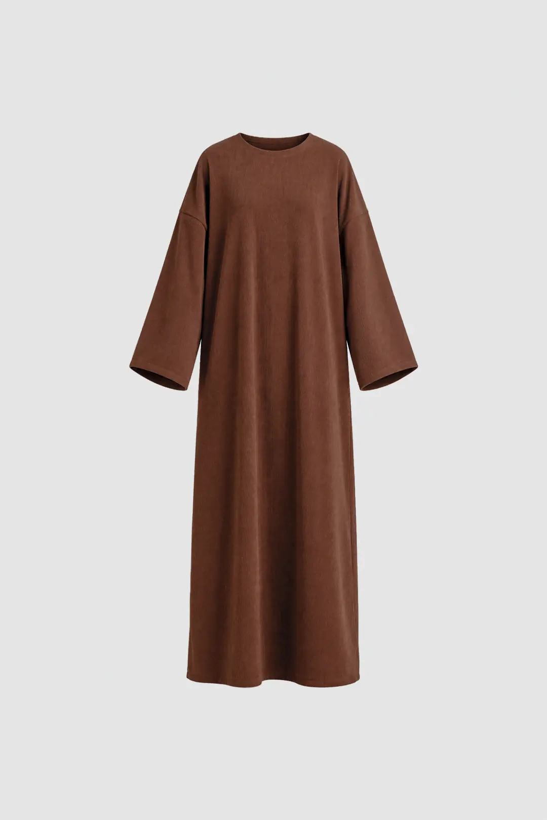 Örme Triko Oversize Elbise Kahve 2