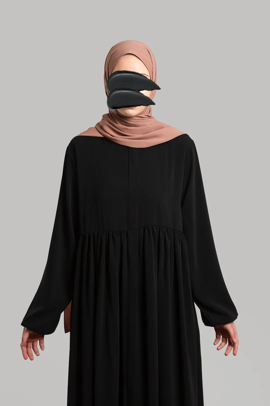 Ahsen Zippered Yoke Abaya Black 3