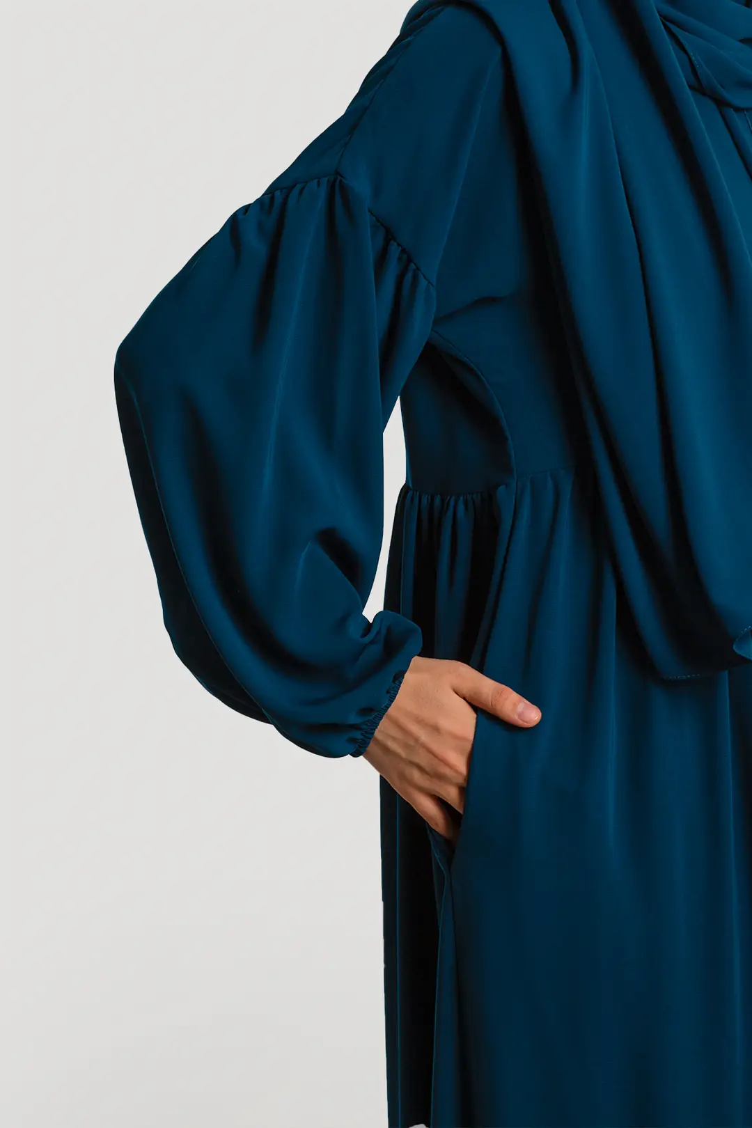 Hijab Dress/Abaya in Petrol Blue 4