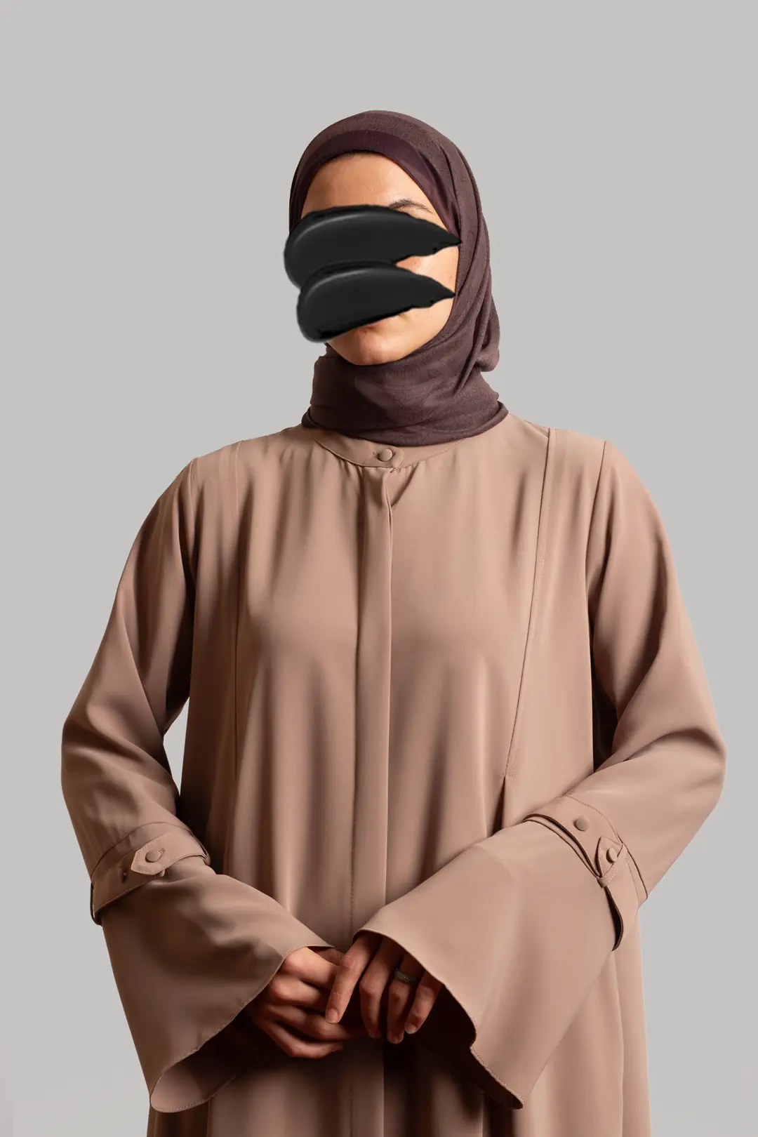 Spanish-style cufflink abaya, mink color. 5