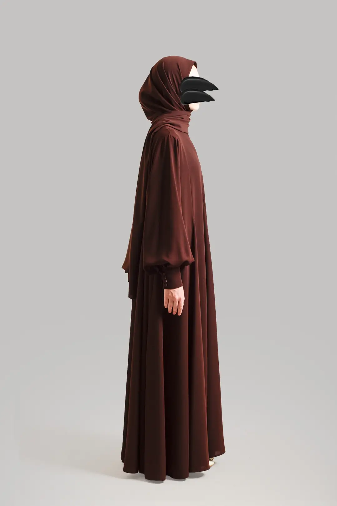 Princess Style Flared Abaya Dark Brown