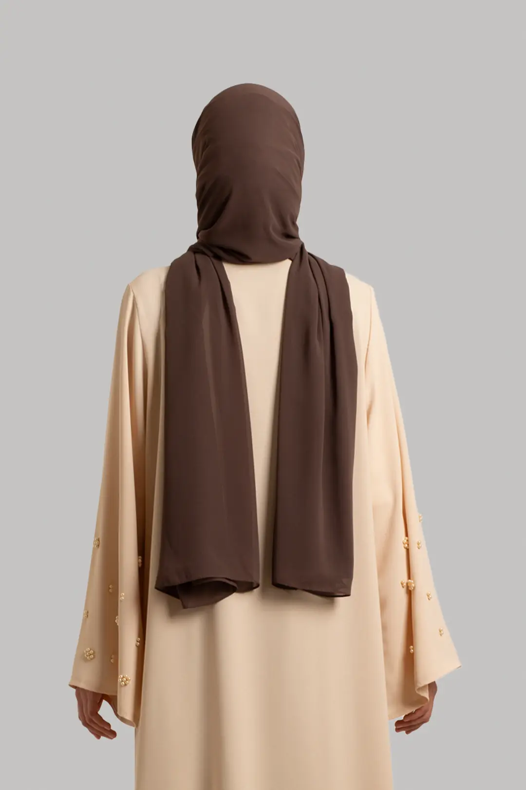 Boncuk Detaylı Abaya Krem 7