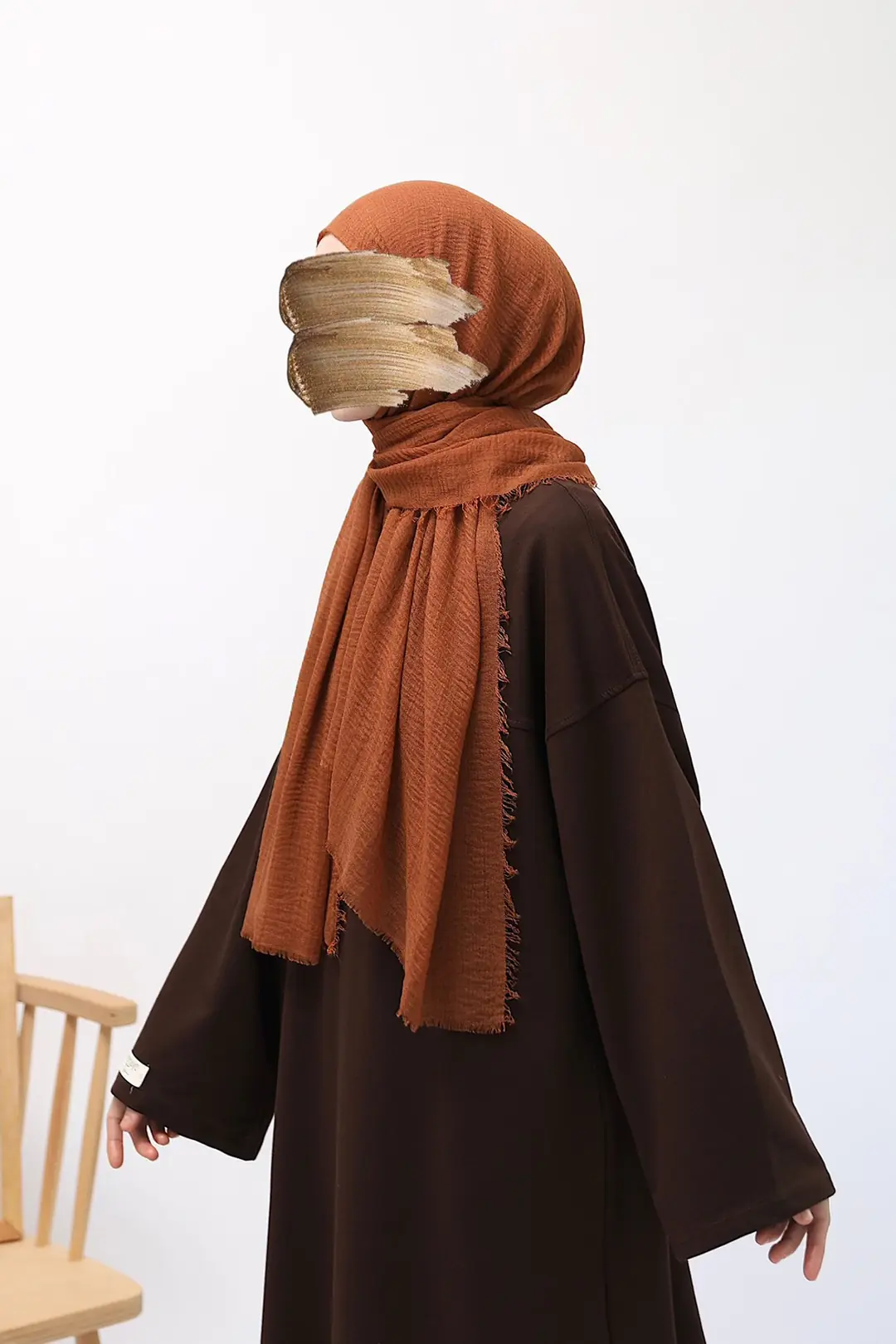 Crinkle Shawl Cinnamon 4