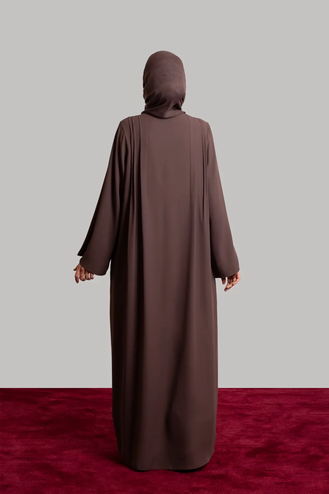 Ribbed Buttoned Abaya Brown 4
