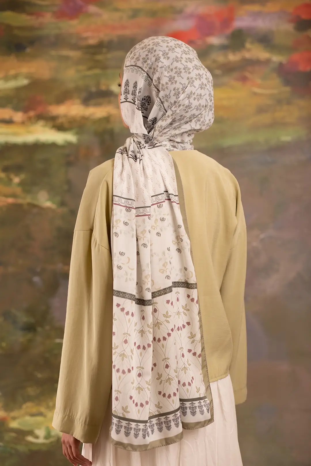 Floral Harmony Desenli Soft Şal Soft Yeşil 7