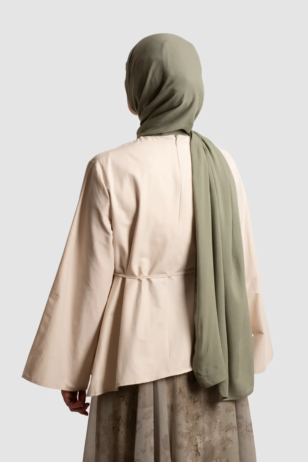 Asimetrik Poplin Bluz Bej 5