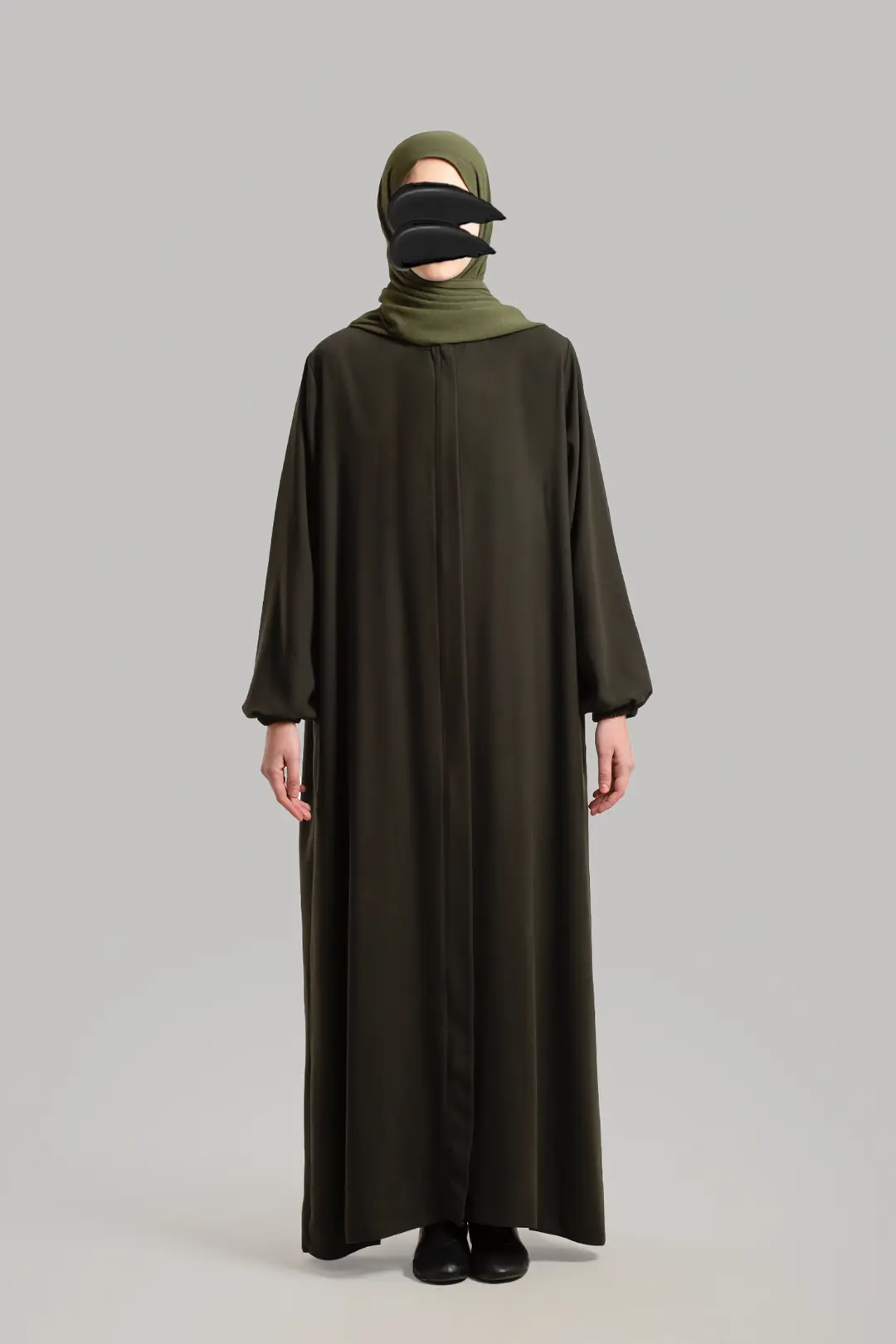Arya Full-Length Zippered Abaya Khaki