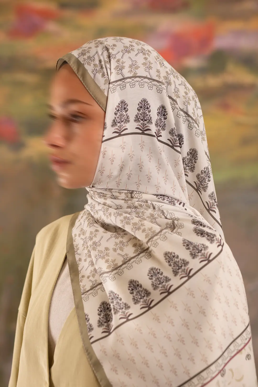 Floral Harmony Desenli Soft Şal Soft Yeşil 6