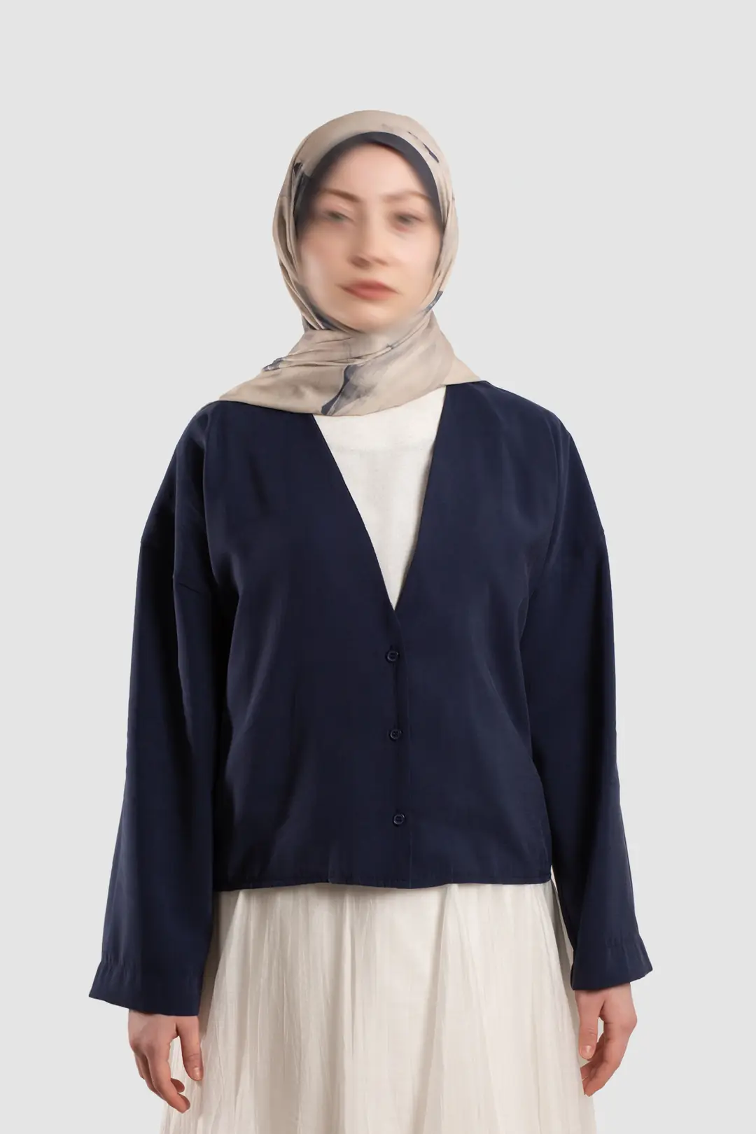 Soft Modal Button-Down Jacket, Navy Blue