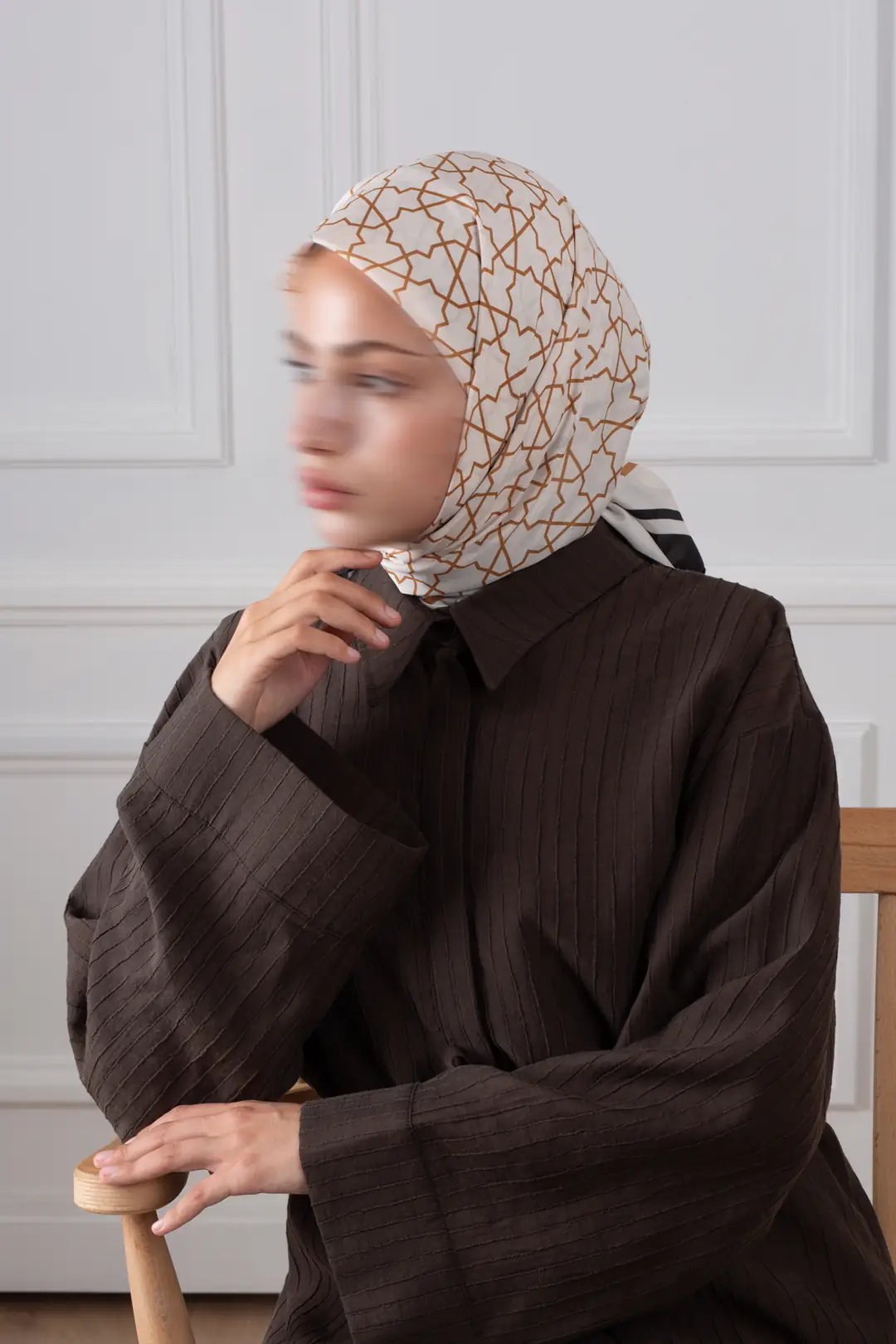 Yıldız Desen Desenli Soft Eşarp Gold