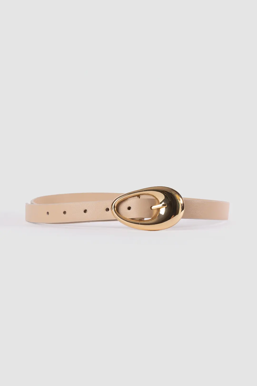 Oval Buckle Thin Belt with Stone