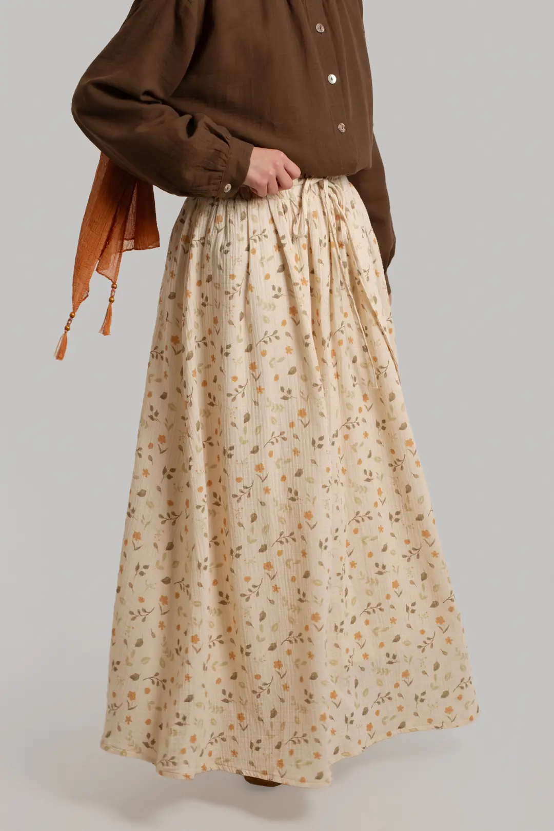 Tie-Up Muslin Set with Flowers 3
