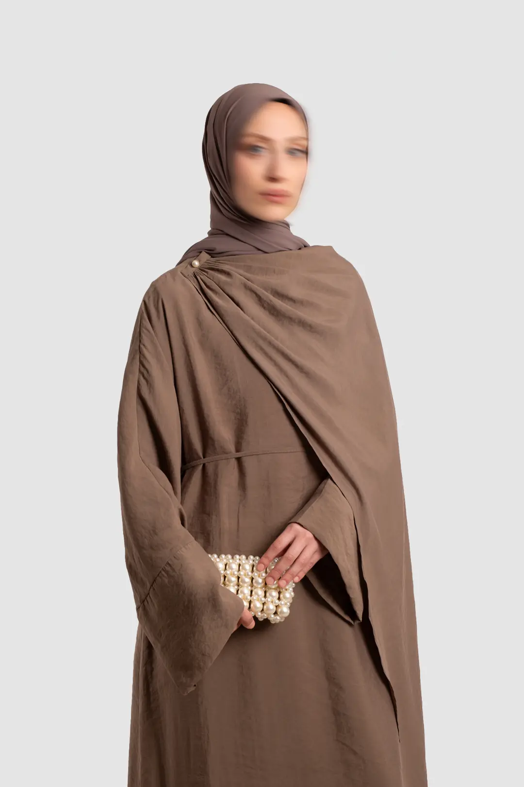 Tak Çıkar Pelerinli Abaya Vizon 8