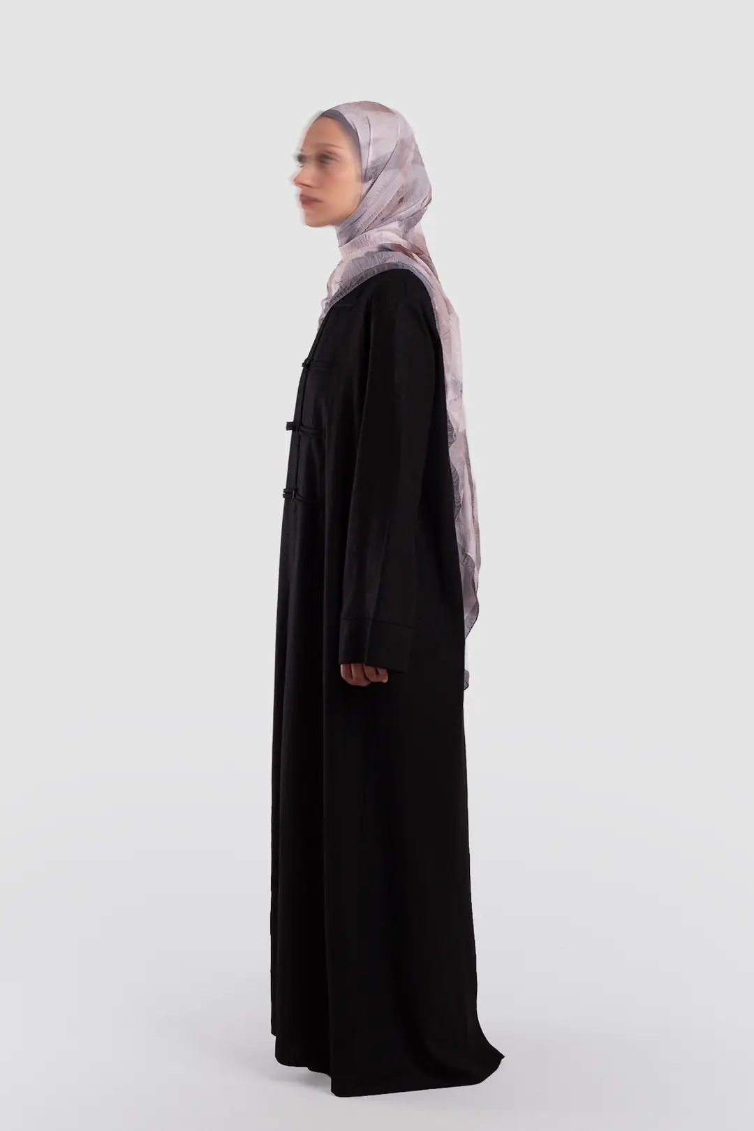 Birit Detaylı Keten Abaya Siyah 7