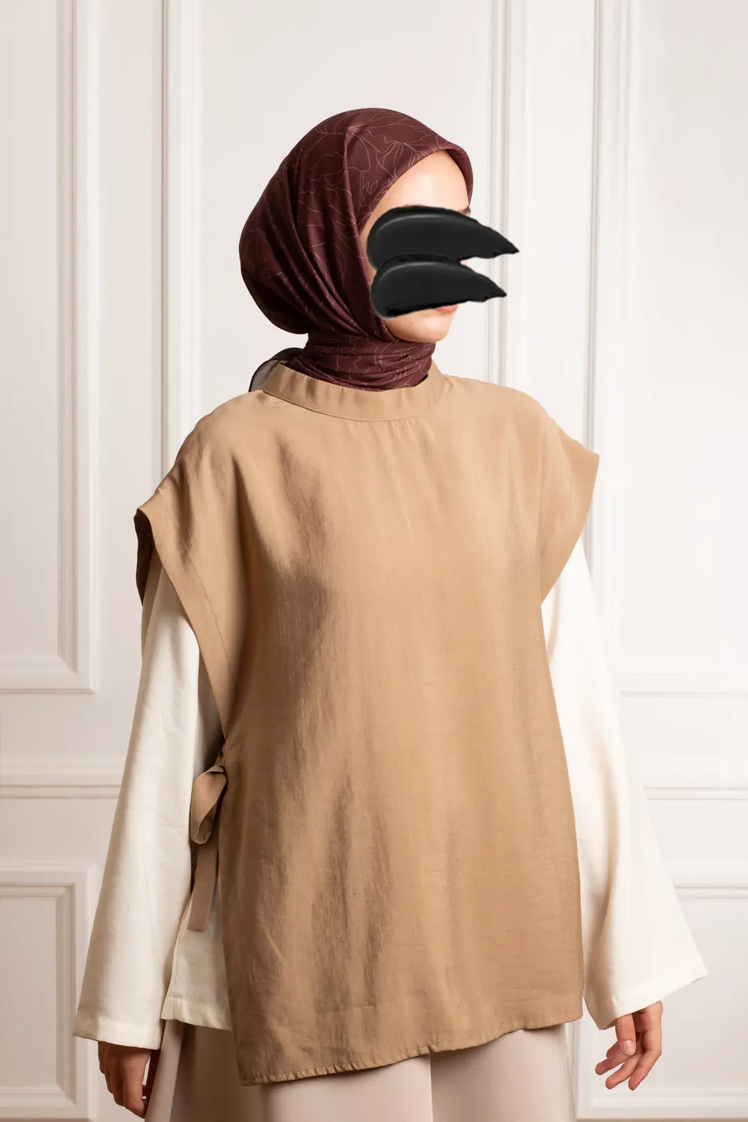 Soft Bloom Desenli Soft Eşarp Kahve