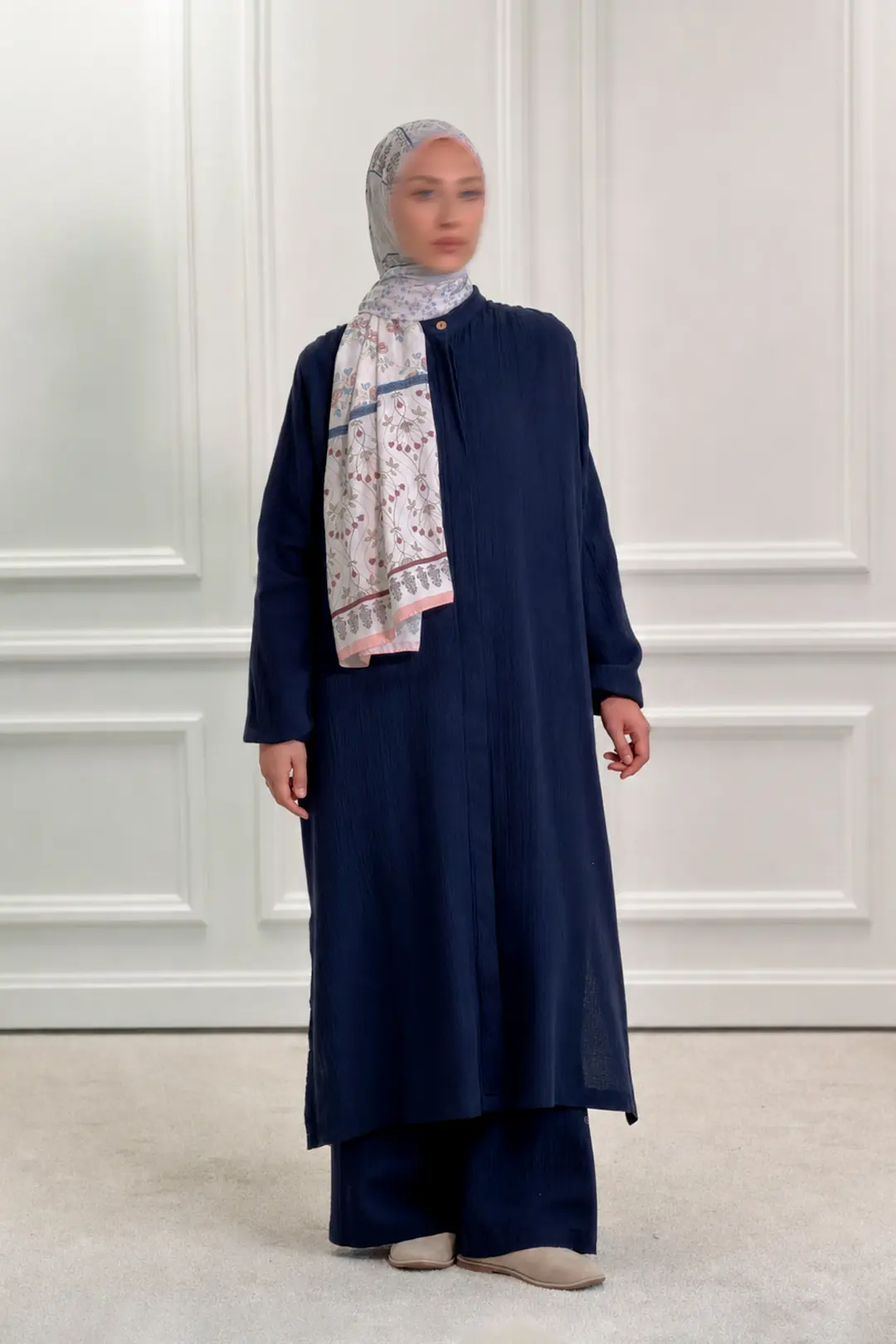Muslin Trouser Set Navy Blue