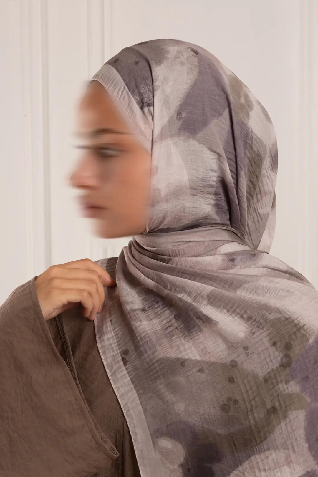 Pastel Bahçe Desenli Müslin Şal Kum Beji 6