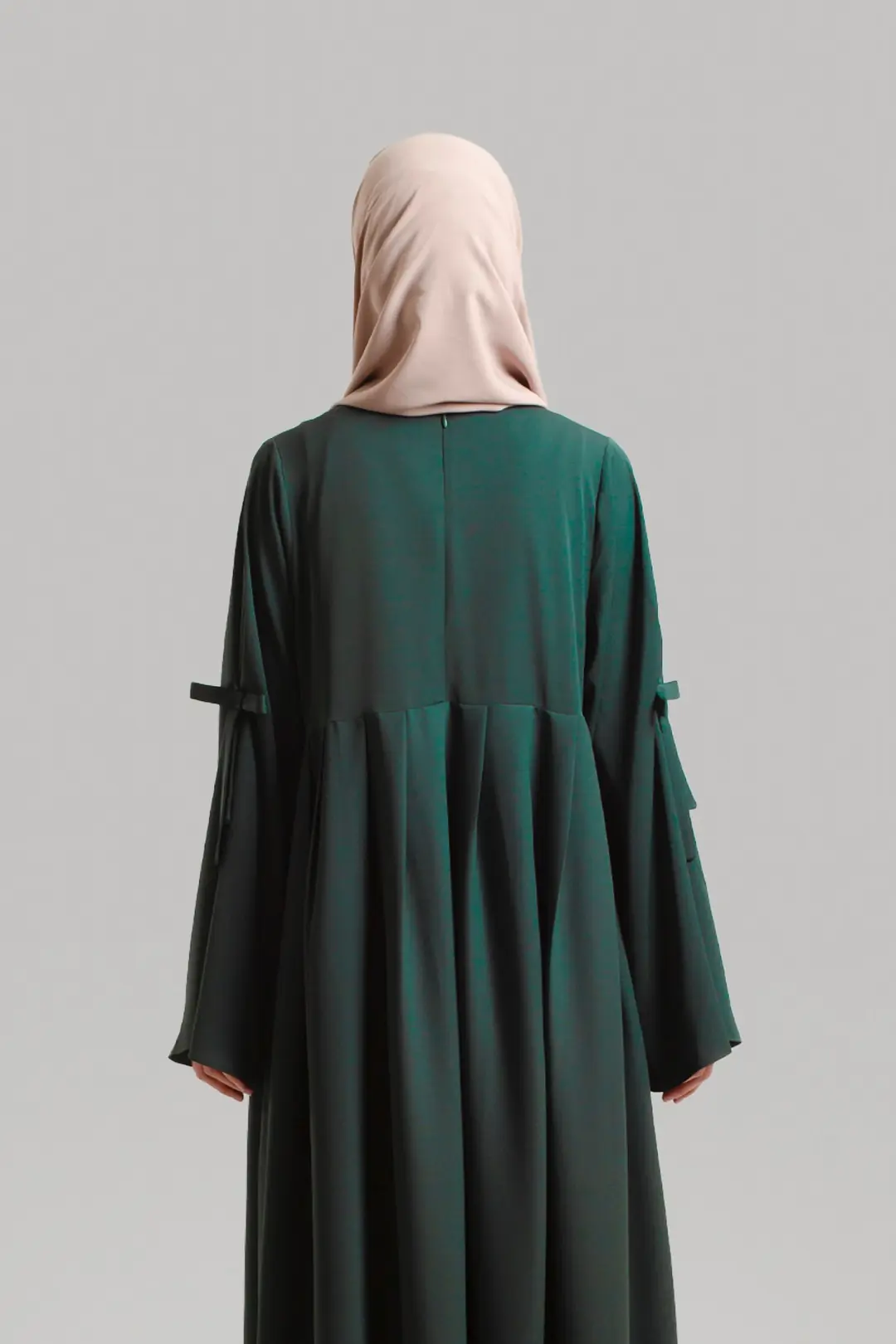 Bow-Trimmed Abaya, Emerald Green 6