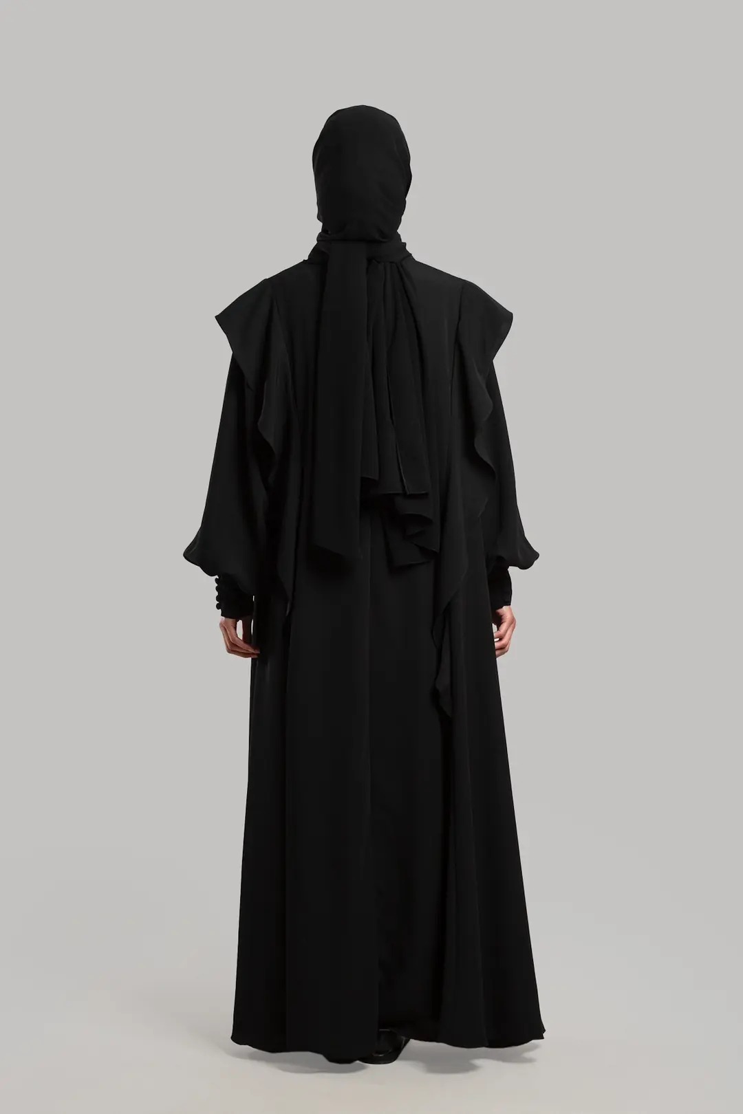 Ruffled Dress Abaya Black 6
