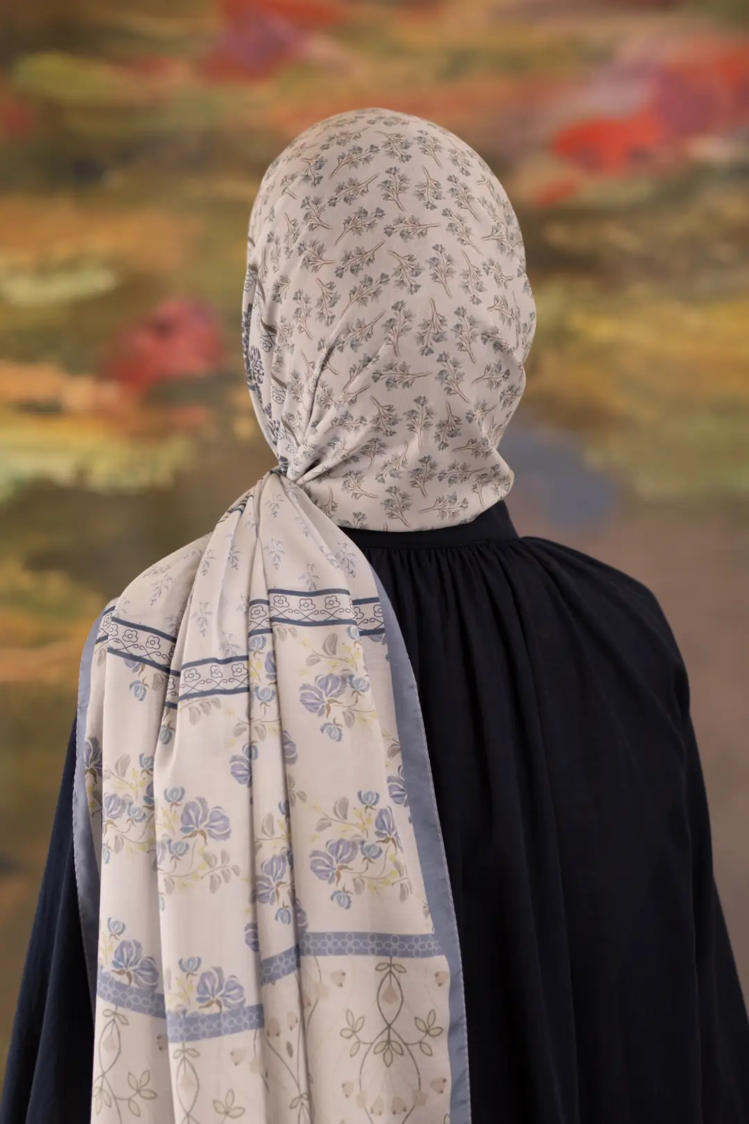 Floral Harmony Desenli Soft Şal Açık Mavi 6