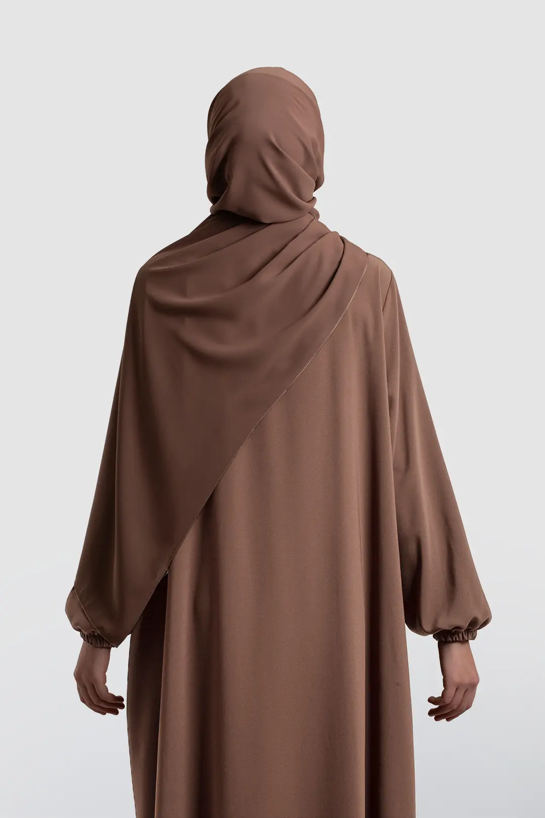 Arya Full-Length Zippered Abaya Light Brown 9